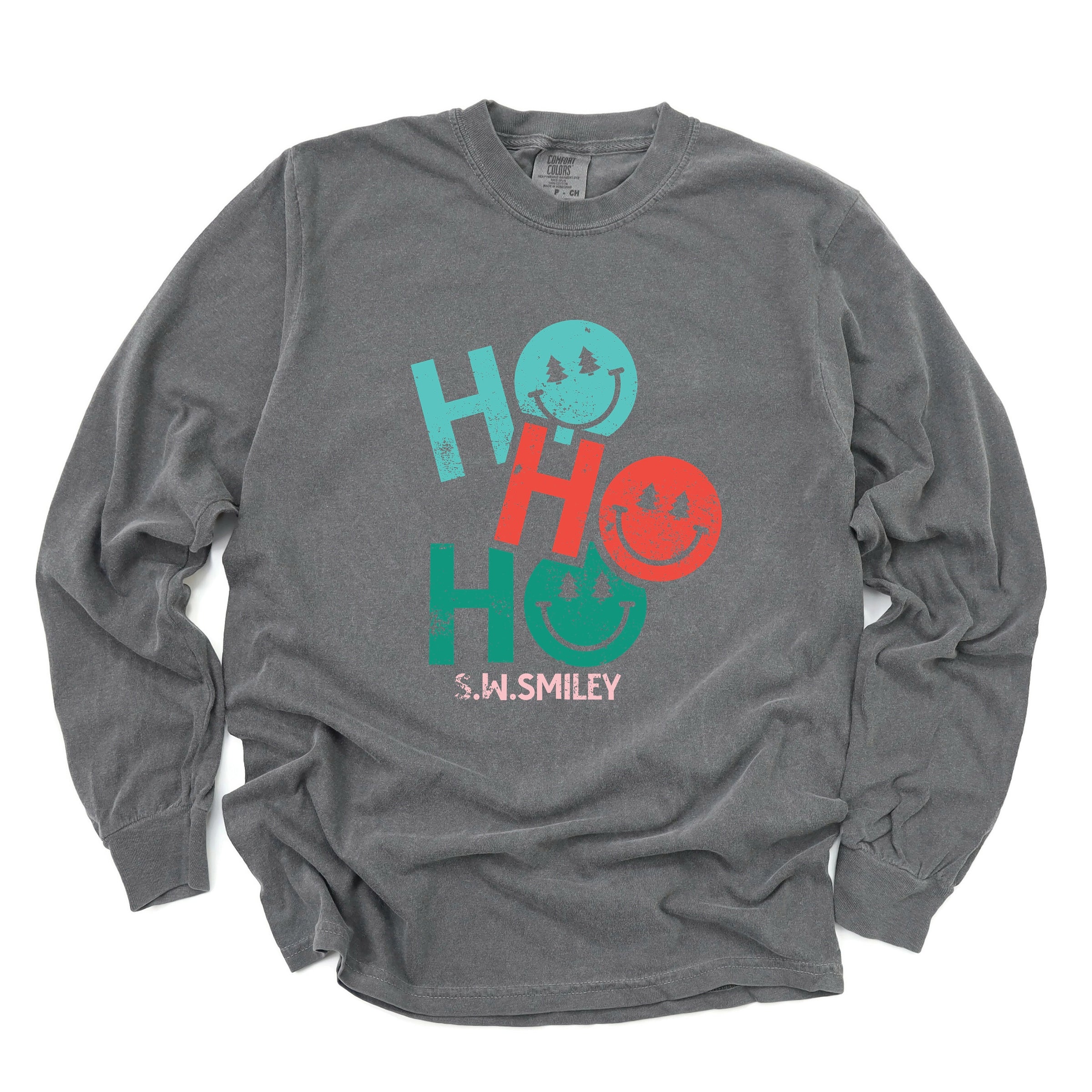 S.W.Smiley Ho Ho Ho Stacked - Garment Dyed Long Sleeve