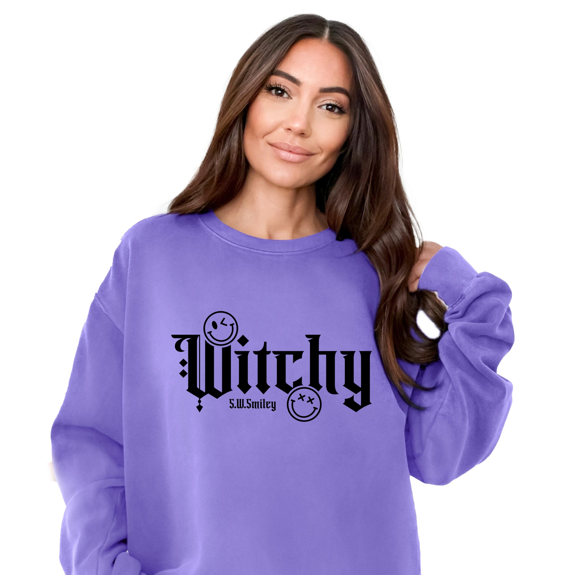 S.W.Smiley Witchy Bold - Women's Garment Dyed Graphic Sweatshirt