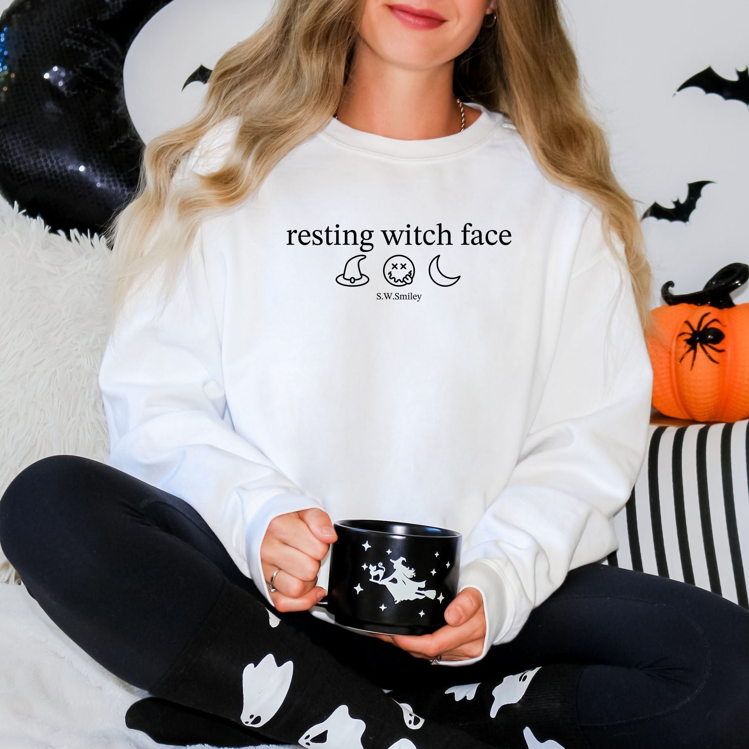 S.W.Smiley Resting Witch Face Typewriter - Women's Graphic Sweatshirt