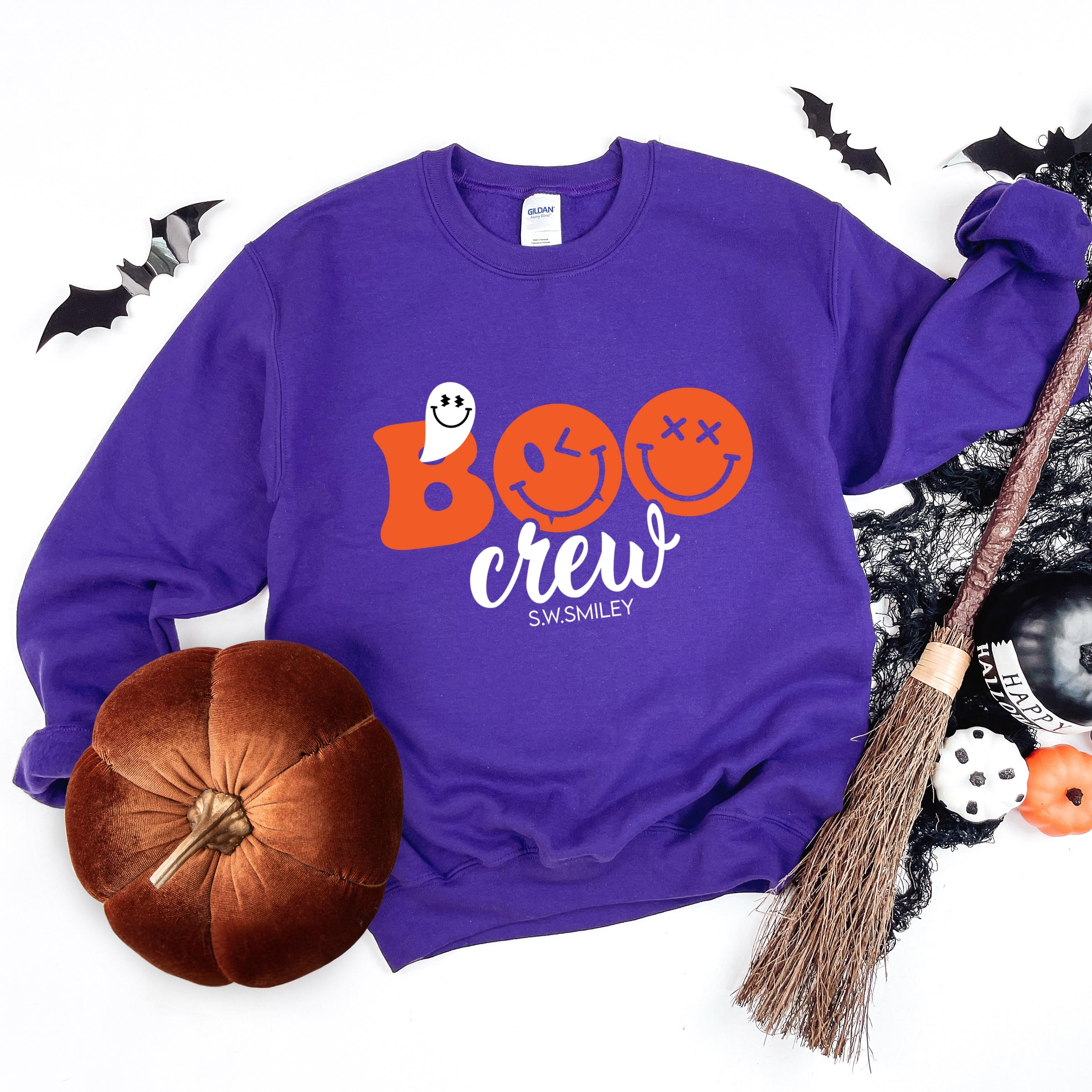 S.W.Smiley Boo Crew - Women's Graphic Sweatshirt