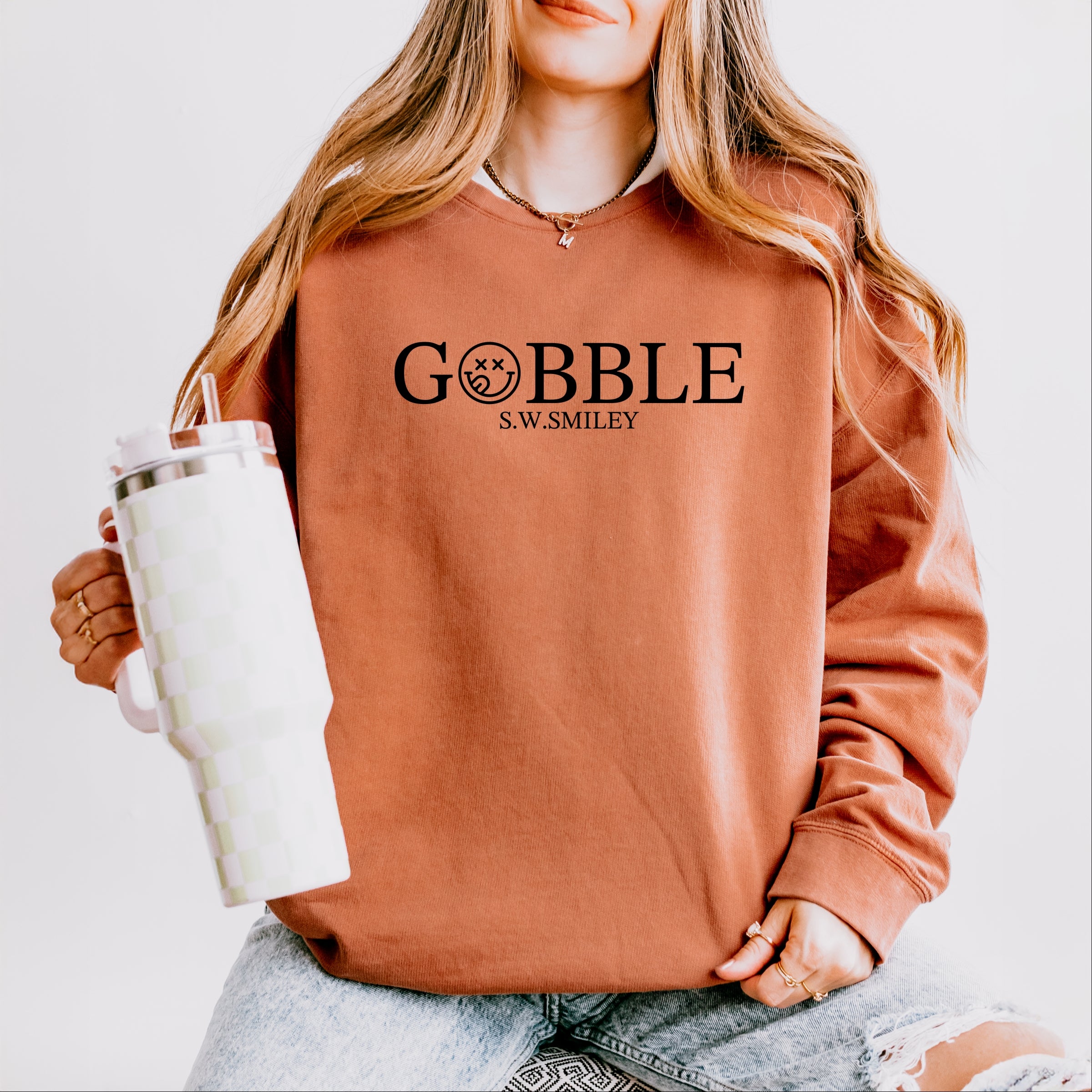 S.W.Smiley Gobble Typewriter - Women's Lightweight Garment Dyed Sweatshirt