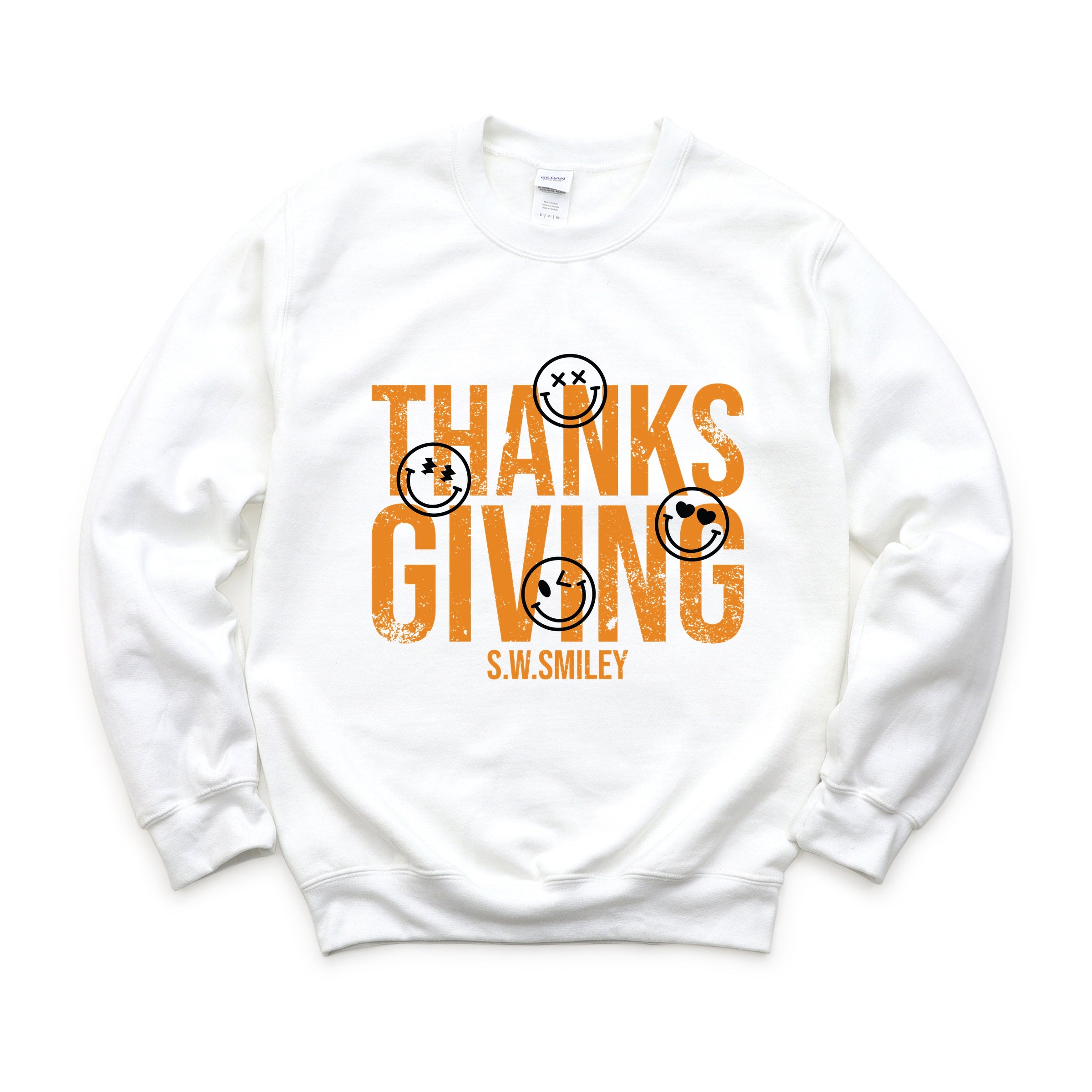 S.W.Smiley Thanksgiving Distressed - Women's Graphic Sweatshirt