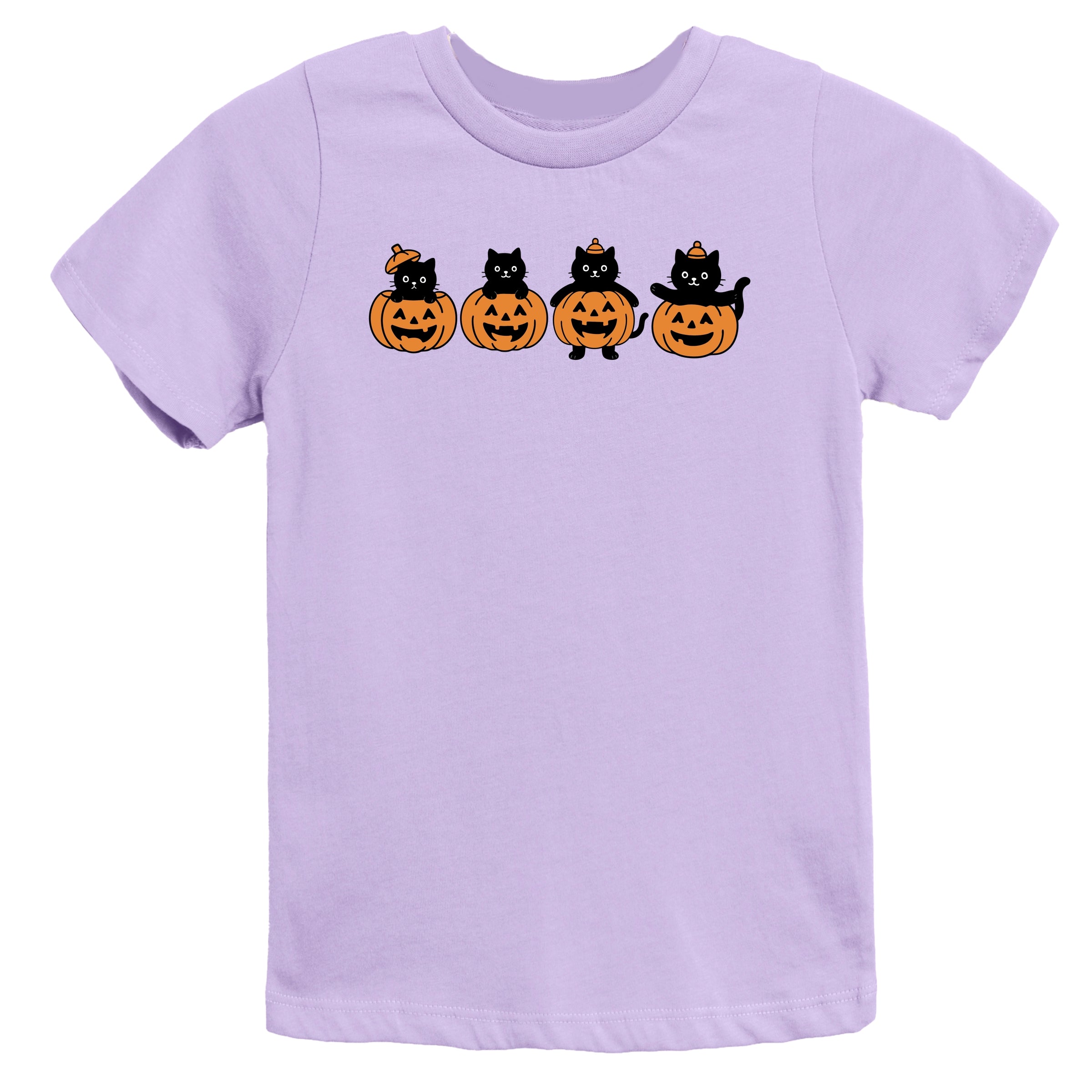 Four Black Cats Pumpkins - Youth Short Sleeve Graphic T-Shirt and Toddler Short Sleeve Graphic T-Shirt