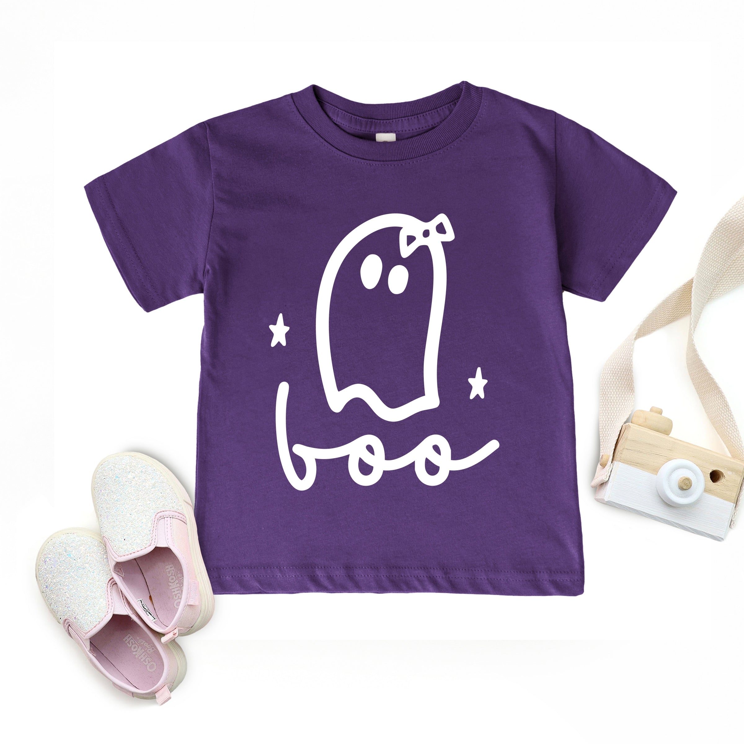 Boo Ghost Bow - Youth Short Sleeve Graphic T-Shirt and Toddler Short Sleeve Graphic T-Shirt