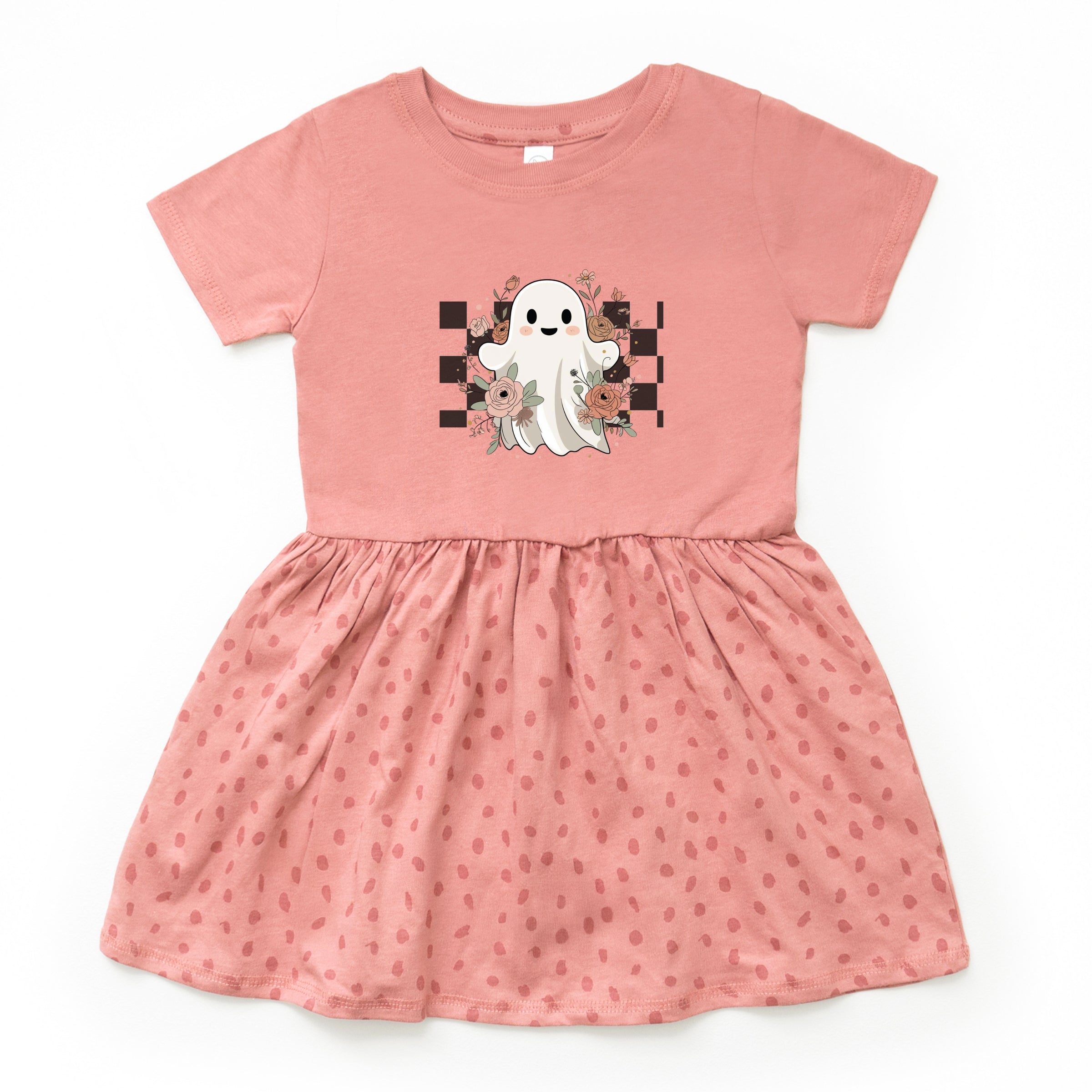 Checkered Ghost Rose - Kids Toddler Dress and Infant Dress