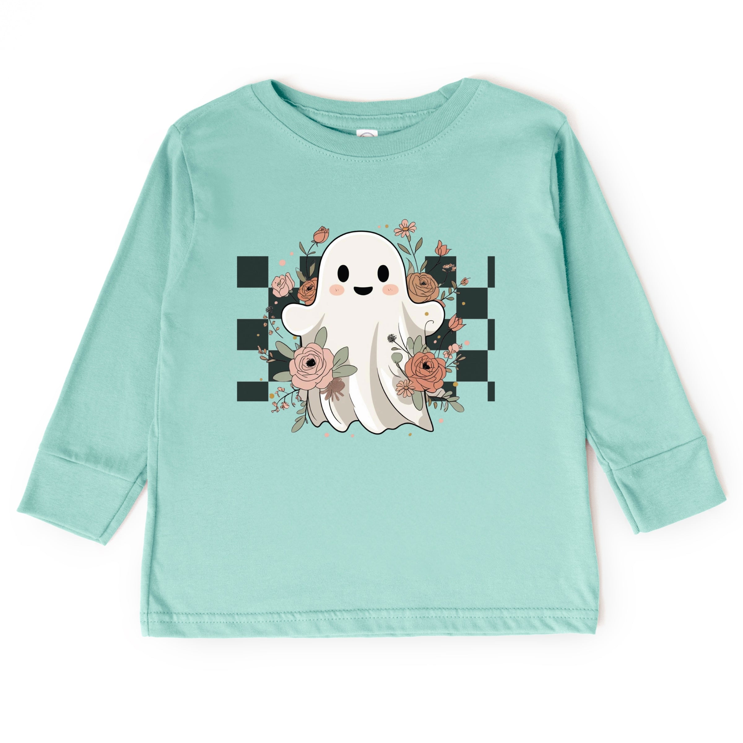 Checkered Ghost Rose - Kids Toddler Long Sleeve Tee and Kids Youth Long Sleeve Tee