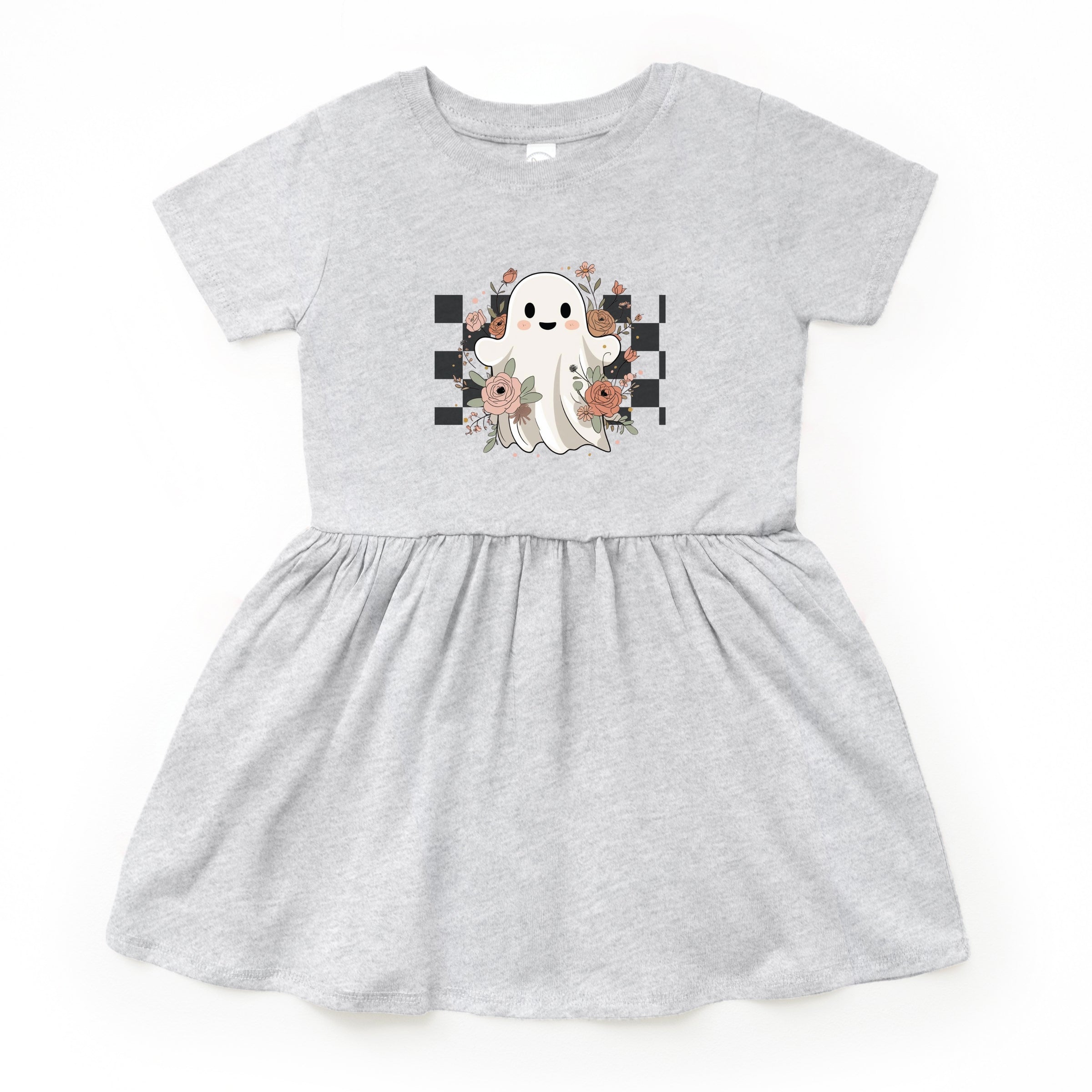 Checkered Ghost Rose - Kids Toddler Dress and Infant Dress
