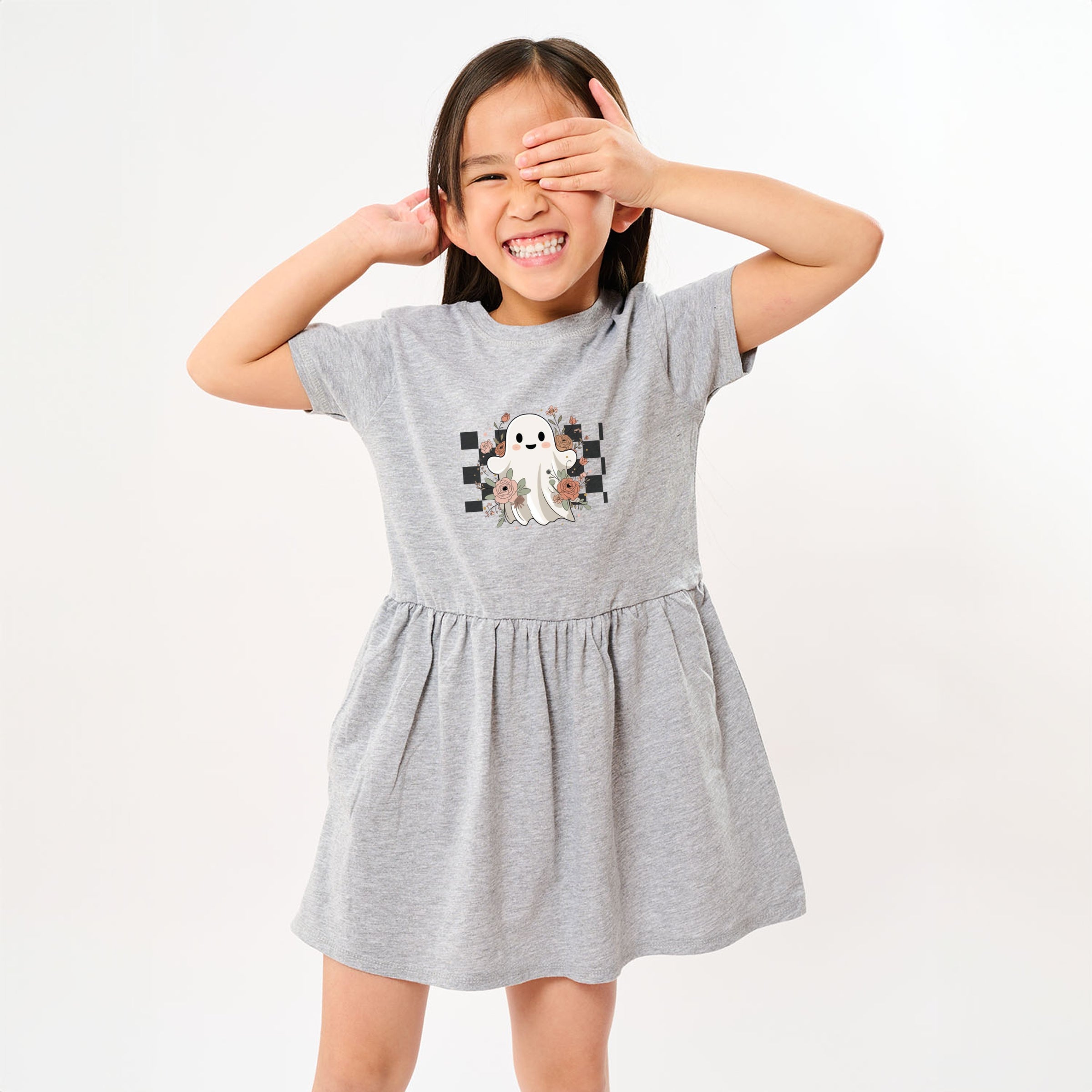 Checkered Ghost Rose - Kids Toddler Dress and Infant Dress