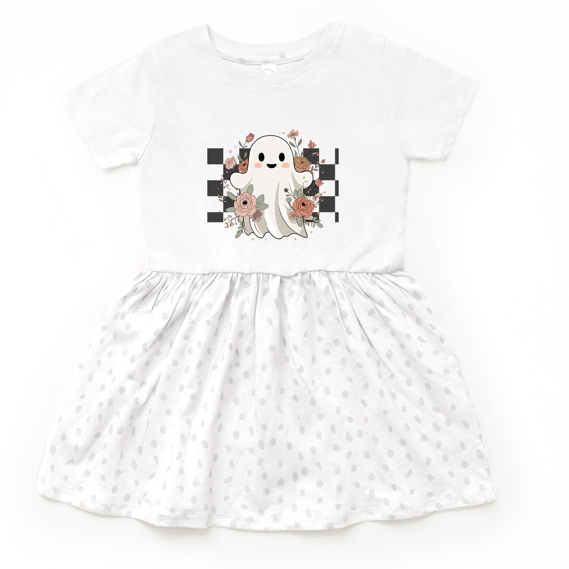 Checkered Ghost Rose - Kids Toddler Dress and Infant Dress