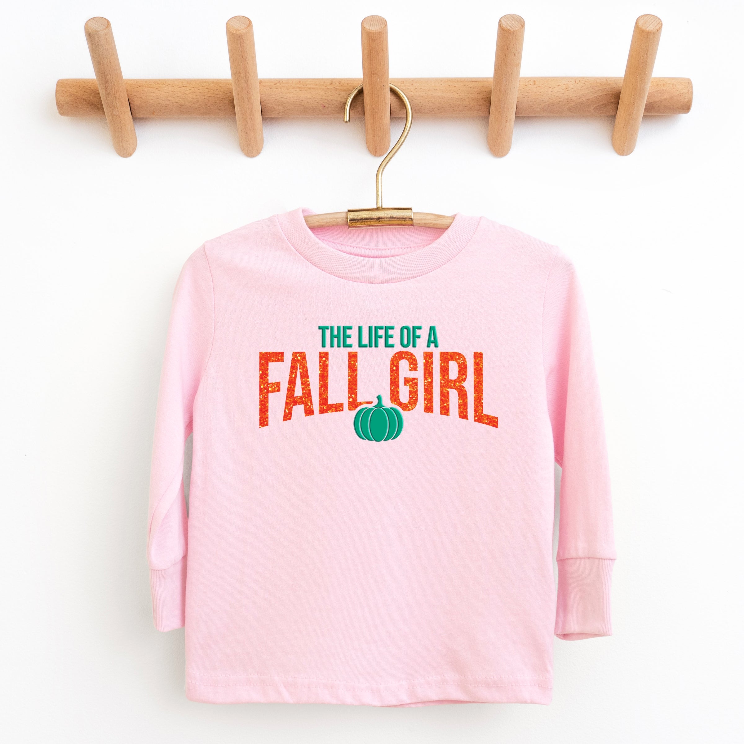 The Life Of A Fall Girl Puff/Glitter - Kids Youth Long Sleeve Tee and Kids Toddler Long Sleeve Tee