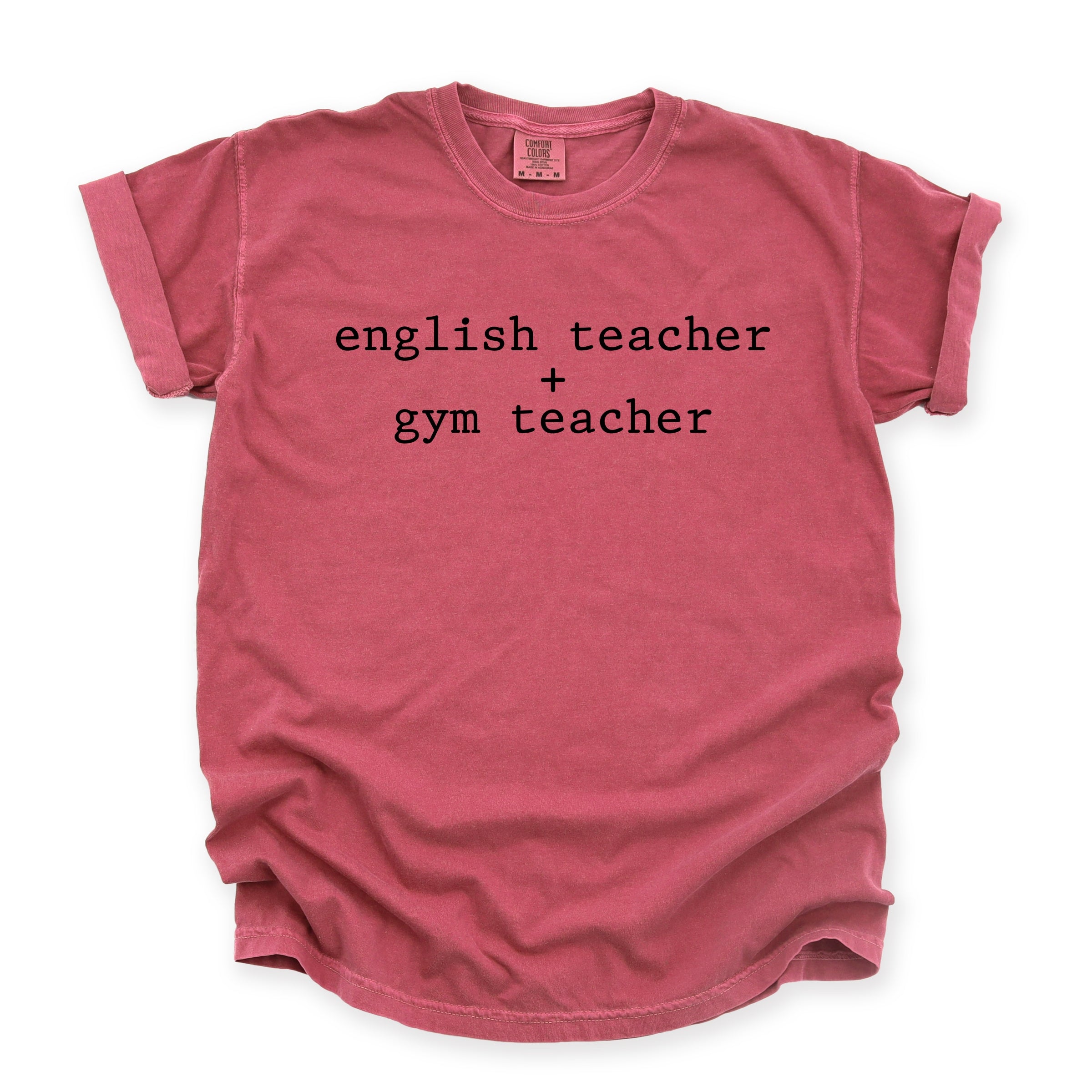English Teacher + Gym Teacher Typewriter - Womens Garment Dyed Tee