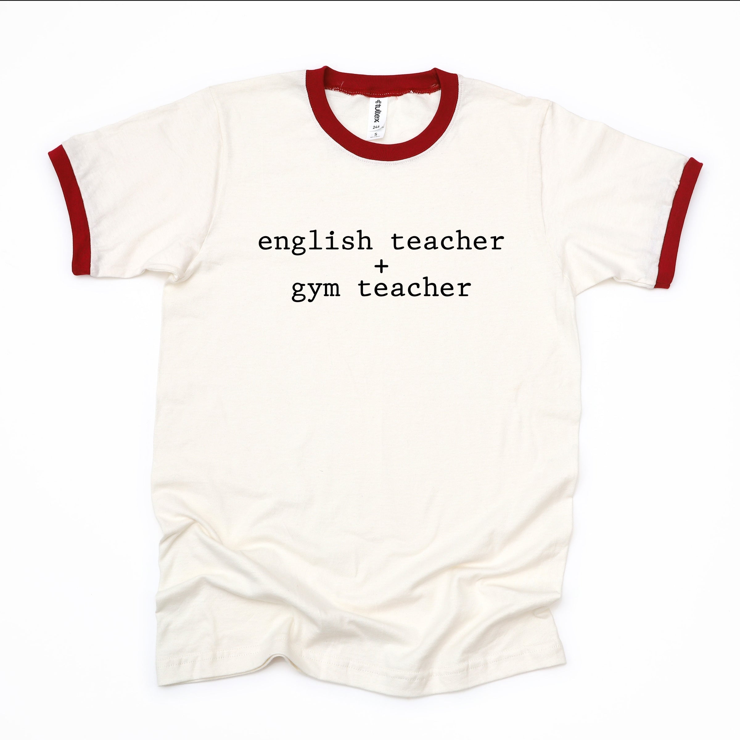 English Teacher + Gym Teacher Typewriter - Womens Ringer Tee