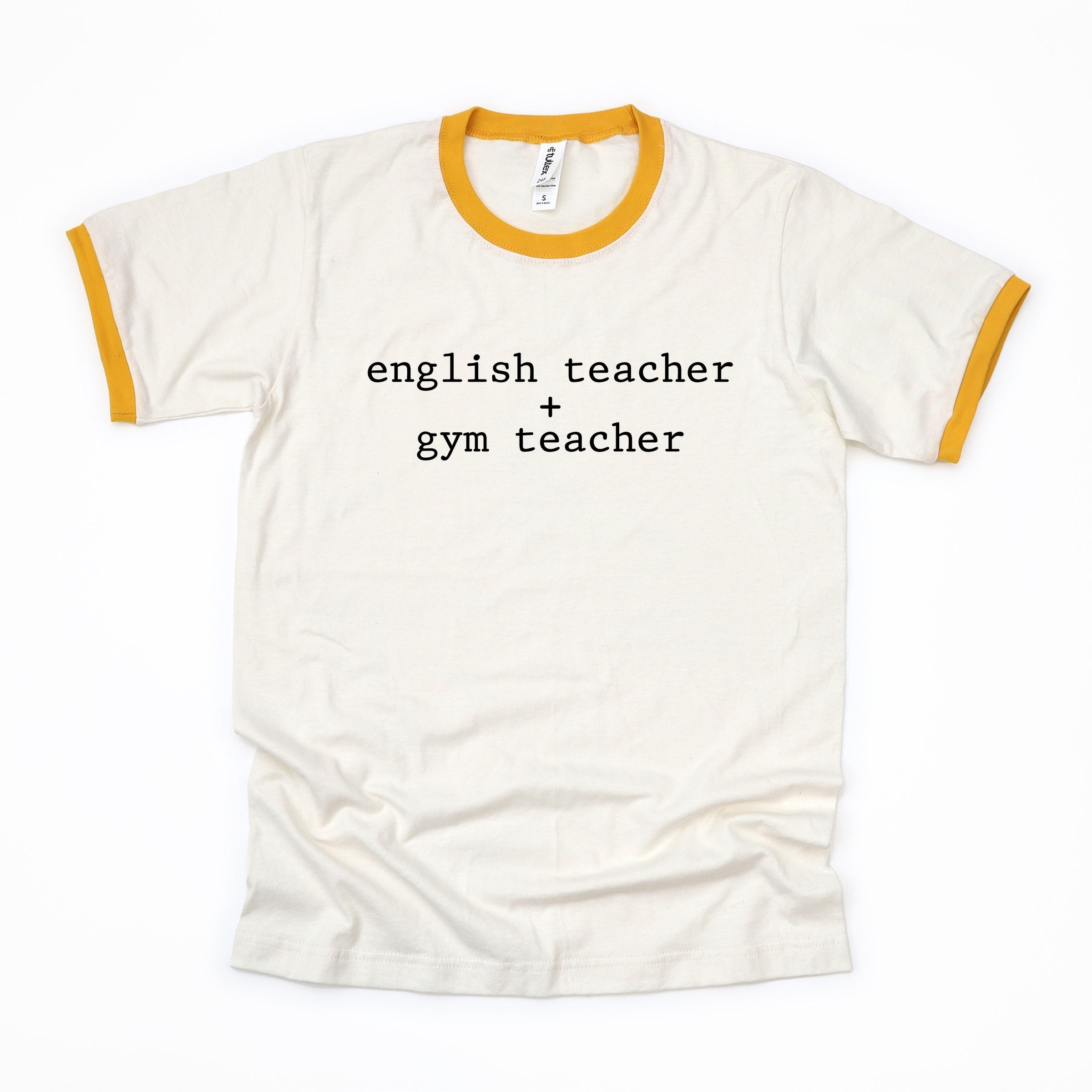 English Teacher + Gym Teacher Typewriter - Womens Ringer Tee