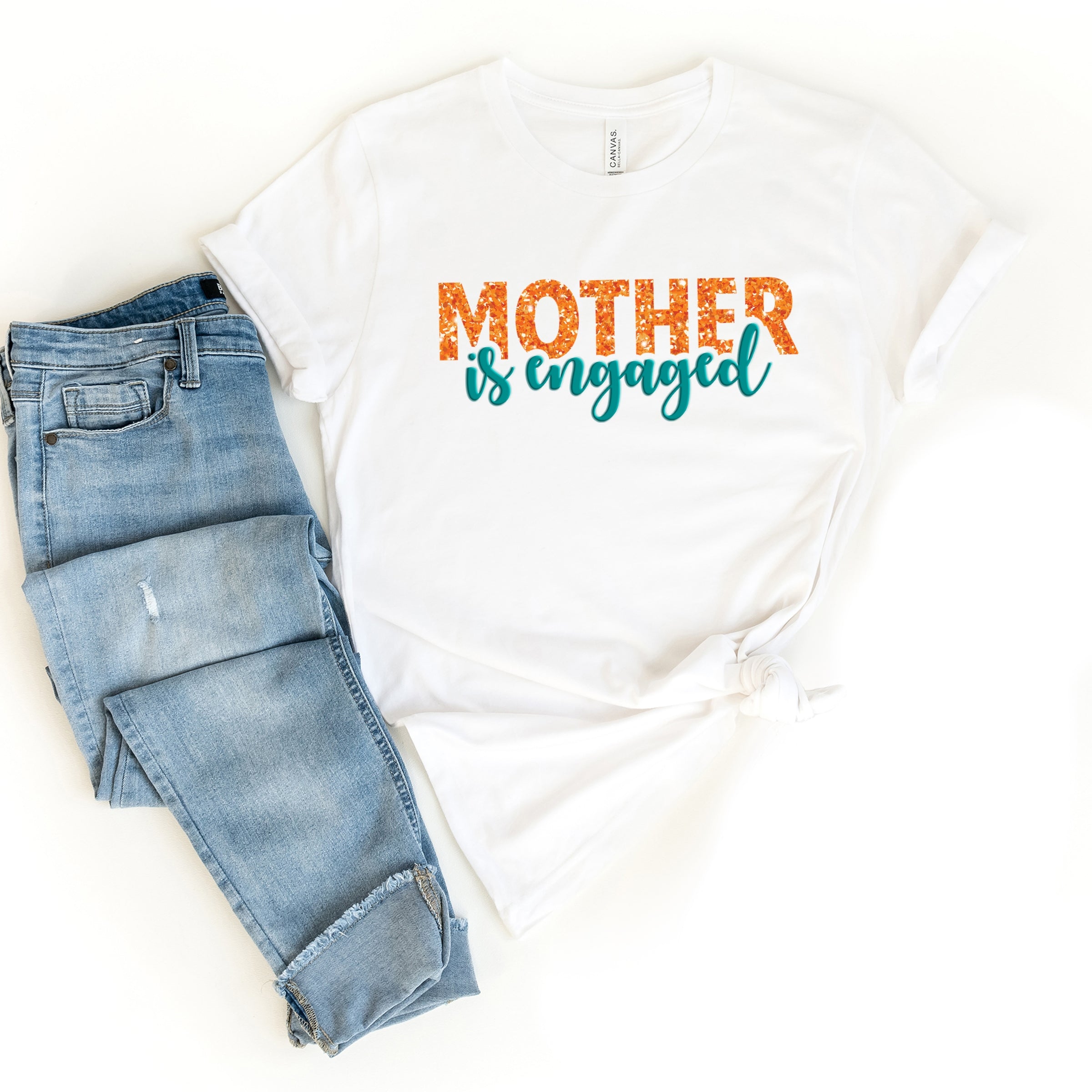 Mother Is Engaged Puff/Glitter - Womens Short Sleeve Tee
