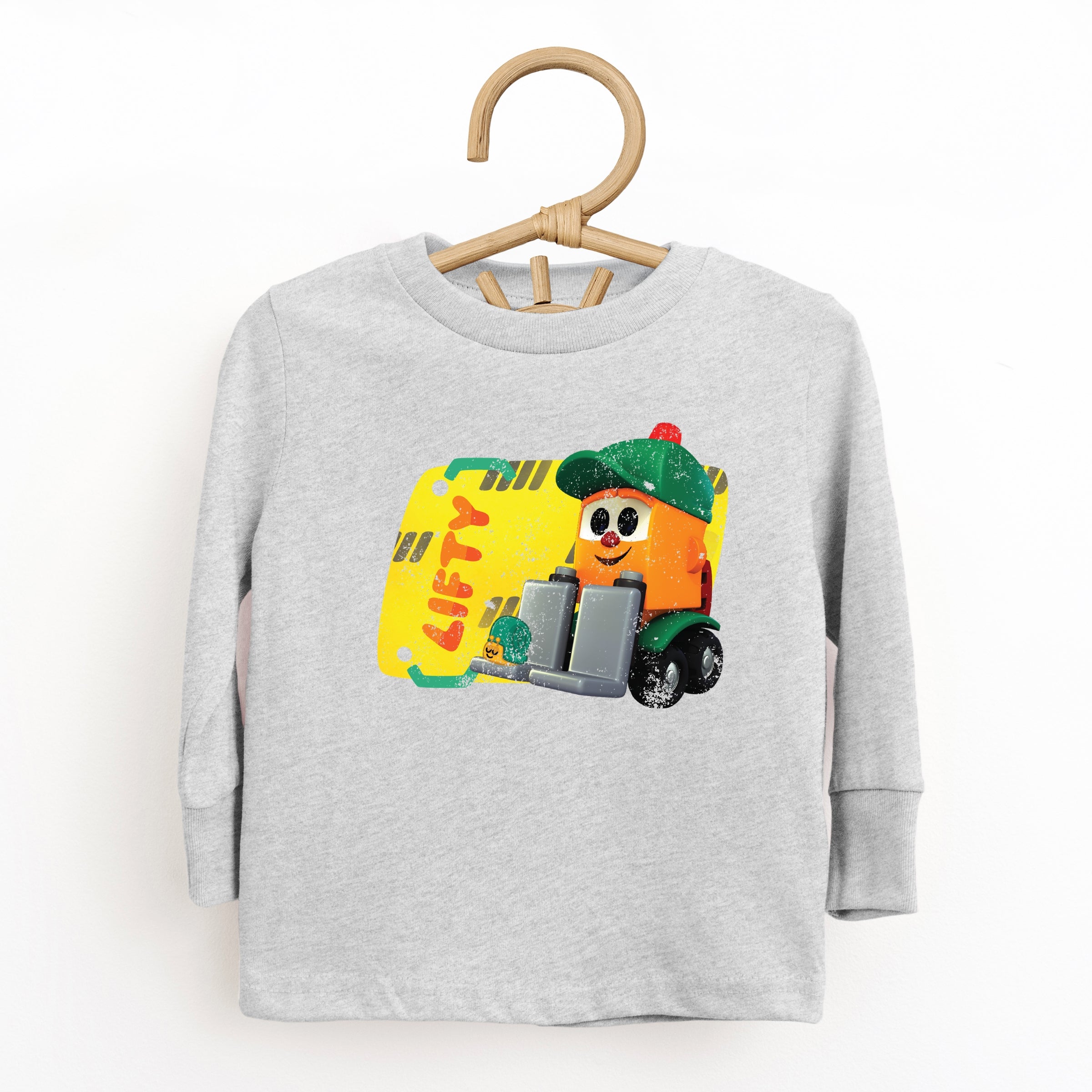 Leo the Truck Lifty Name Distressed - Toddler Long Sleeve Graphic Tee