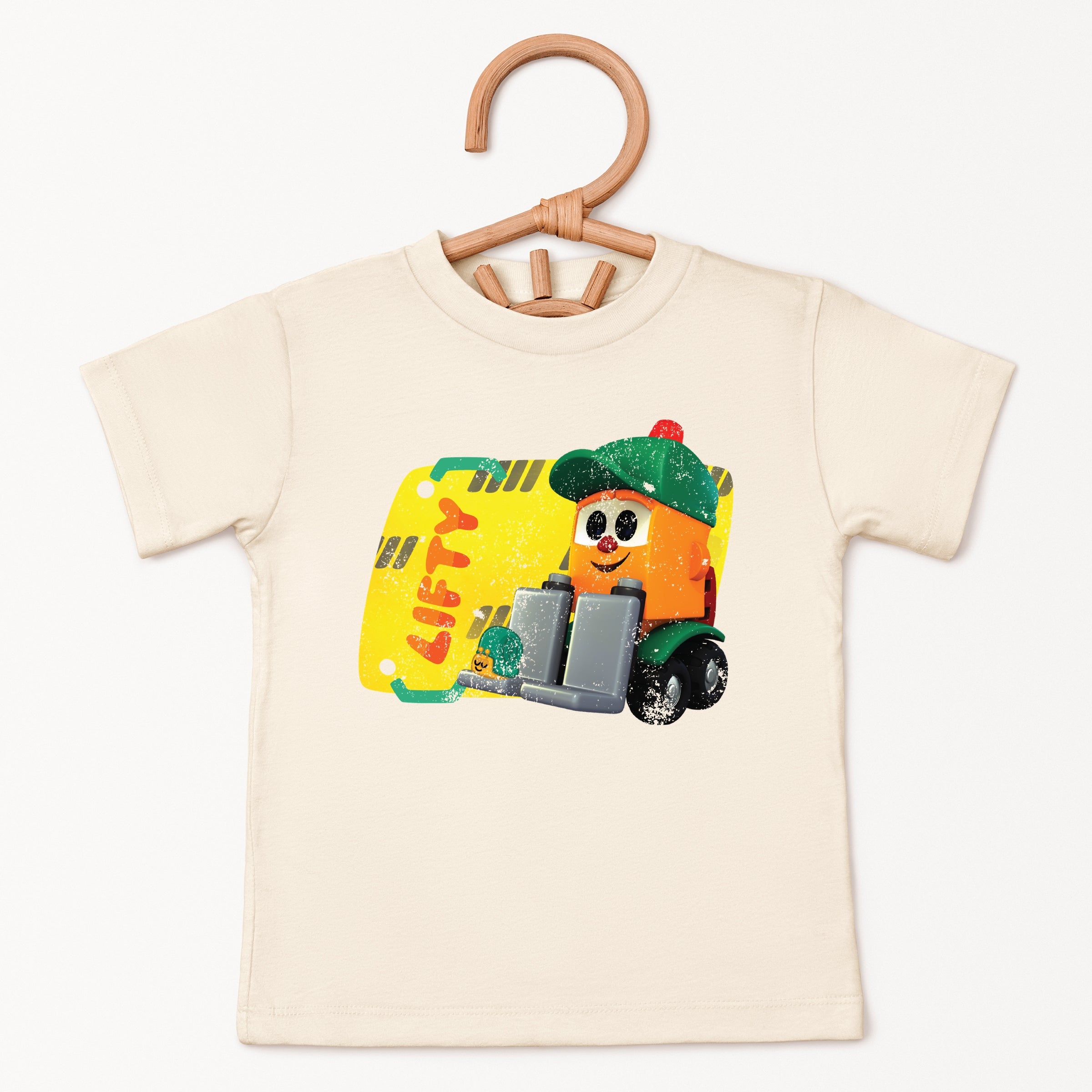 Leo the Truck Lifty Name Distressed - Toddler Short Sleeve Graphic T-Shirt