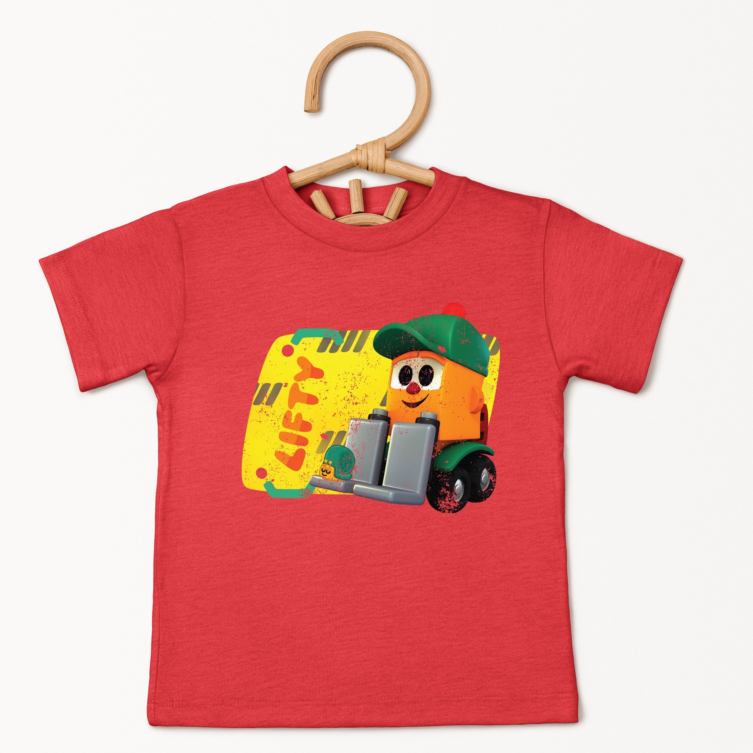 Leo the Truck Lifty Name Distressed - Toddler Short Sleeve Graphic T-Shirt