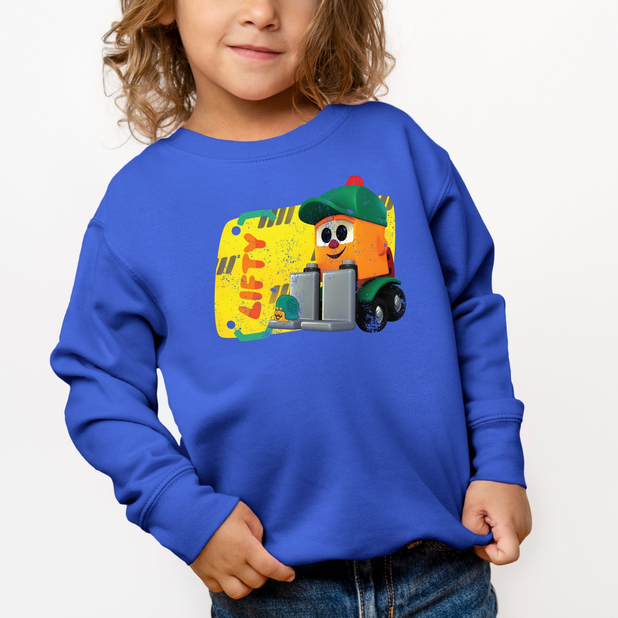 Leo the Truck Lifty Name Distressed - Toddler Graphic Sweatshirt