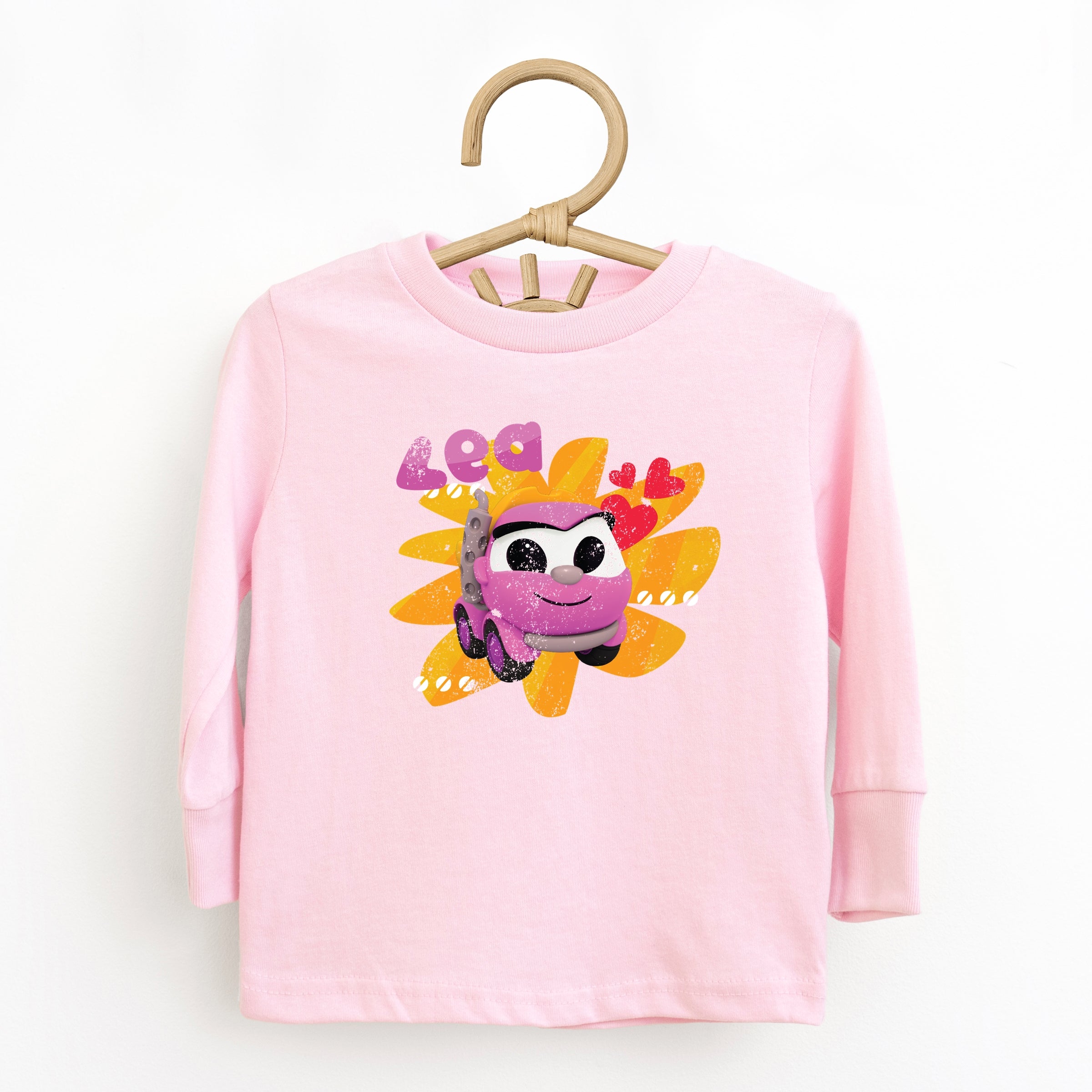 Leo the Truck Lea Name Distressed - Kids Toddler Long Sleeve Graphic Tee