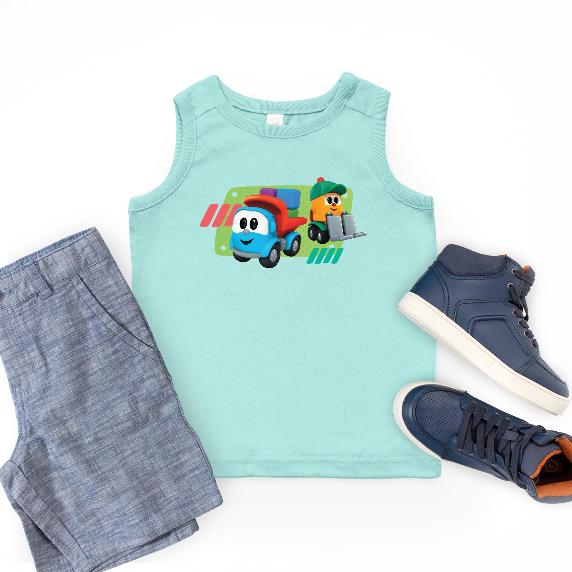 Leo the Truck Leo and Lifty Green - Kids Youth Tank Top