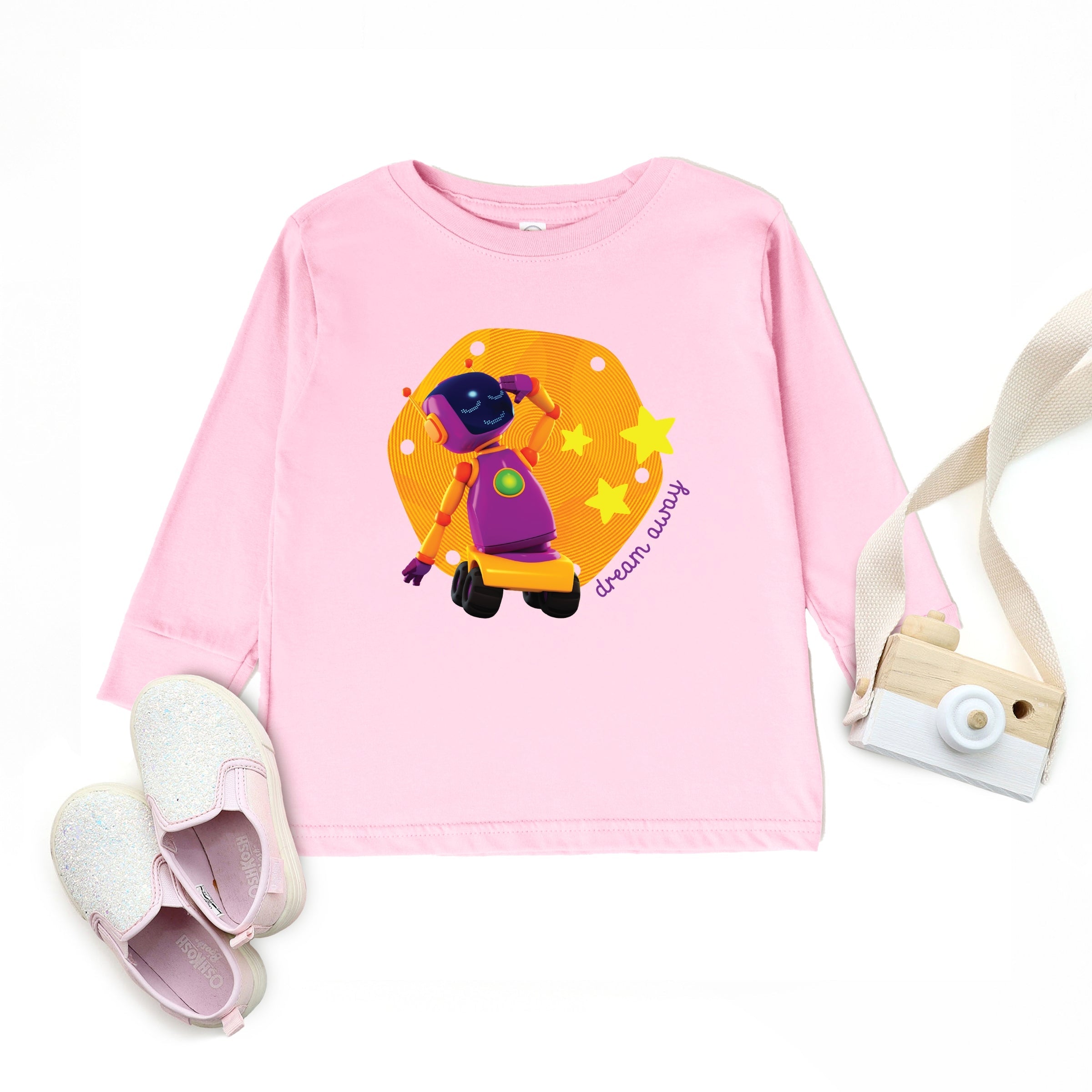 Leo the Truck Dream Away Robot - Kids Toddler Long Sleeve Graphic Tee