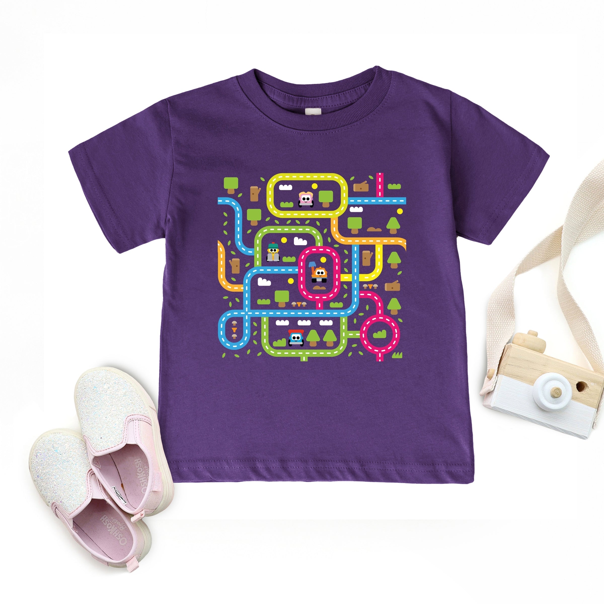 Leo The Truck Colorful Roads - Toddler Short Sleeve Graphic T-Shirt