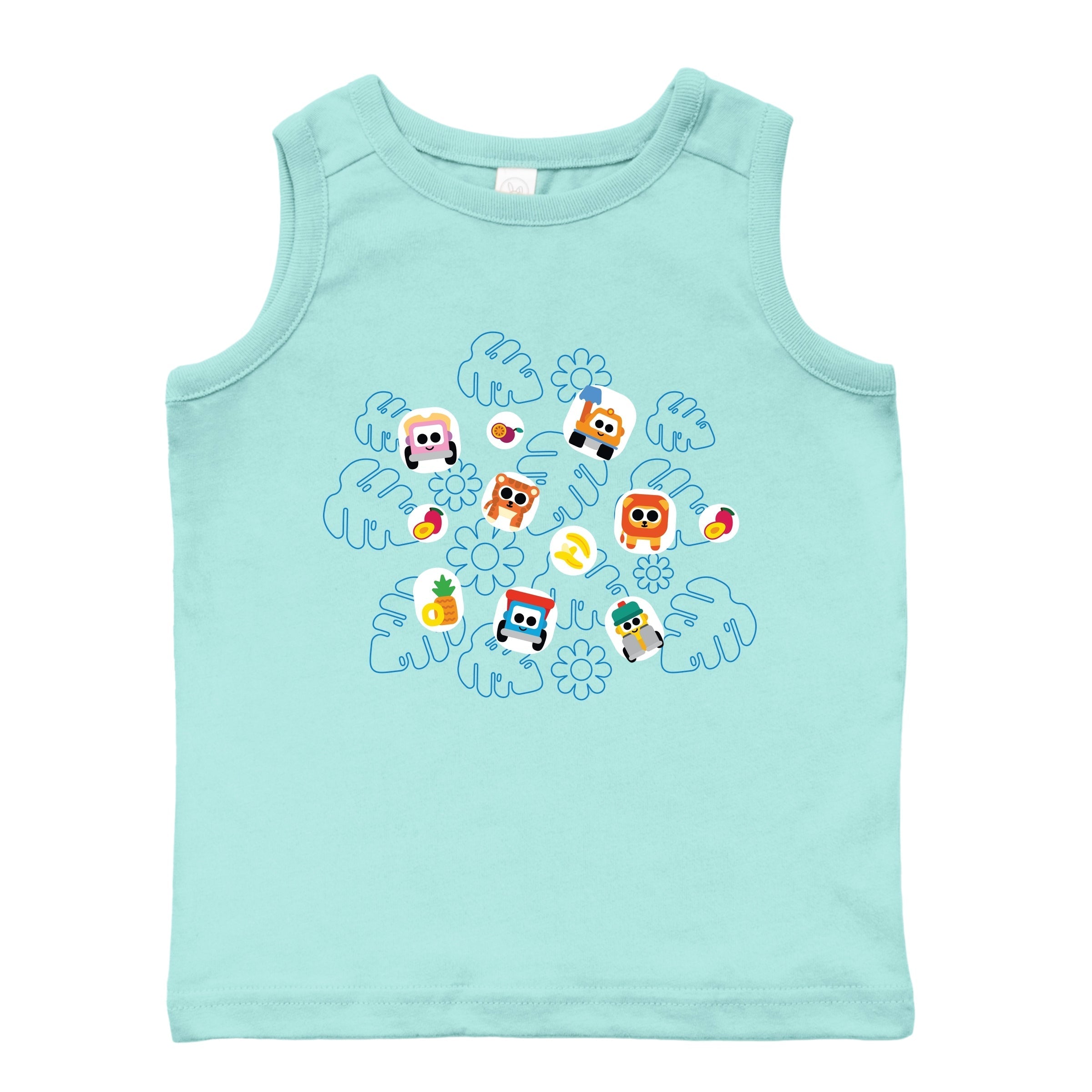 Leo the Truck Palm Leaves and Floral Outline - Toddler Graphic Tank