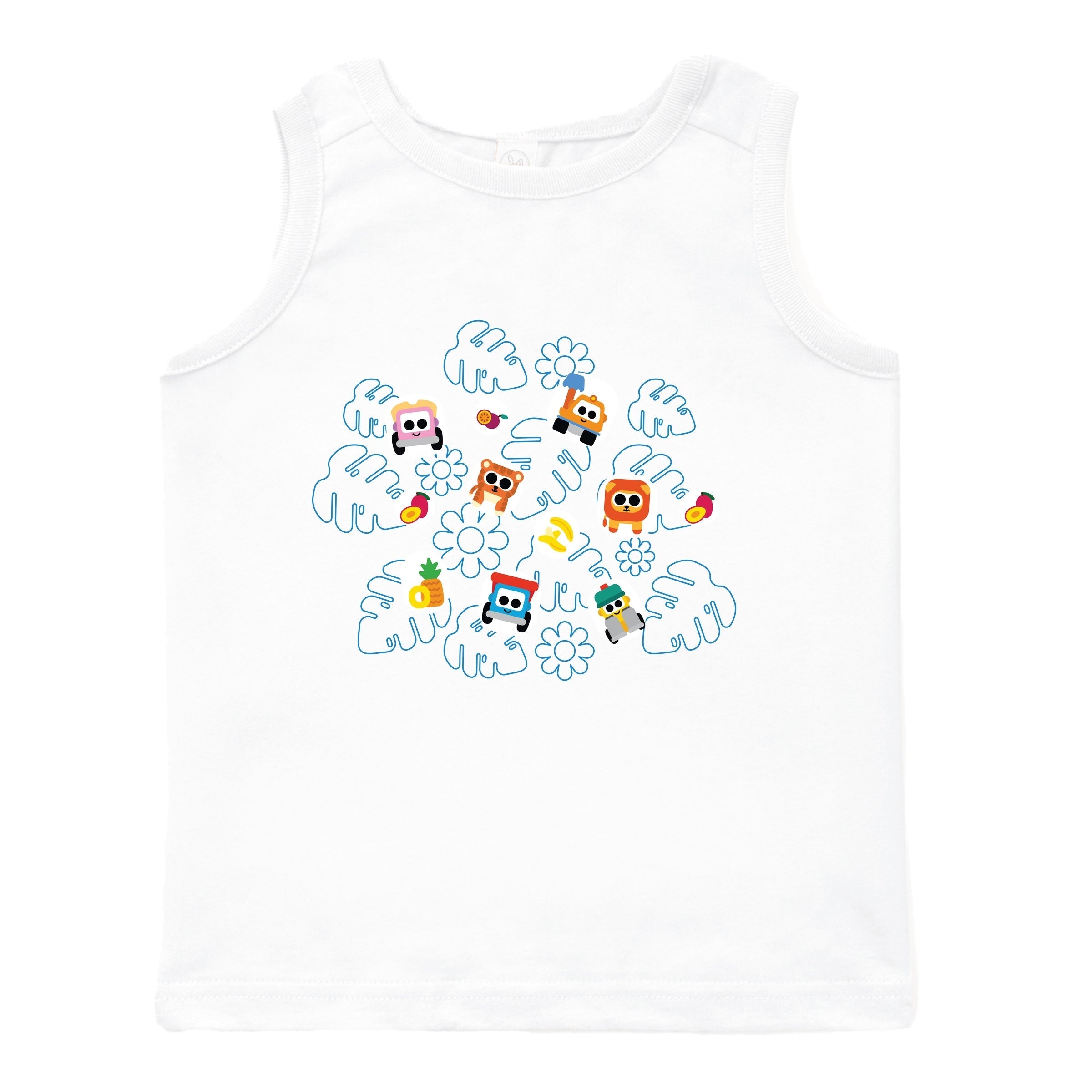 Leo the Truck Palm Leaves and Floral Outline - Toddler Graphic Tank