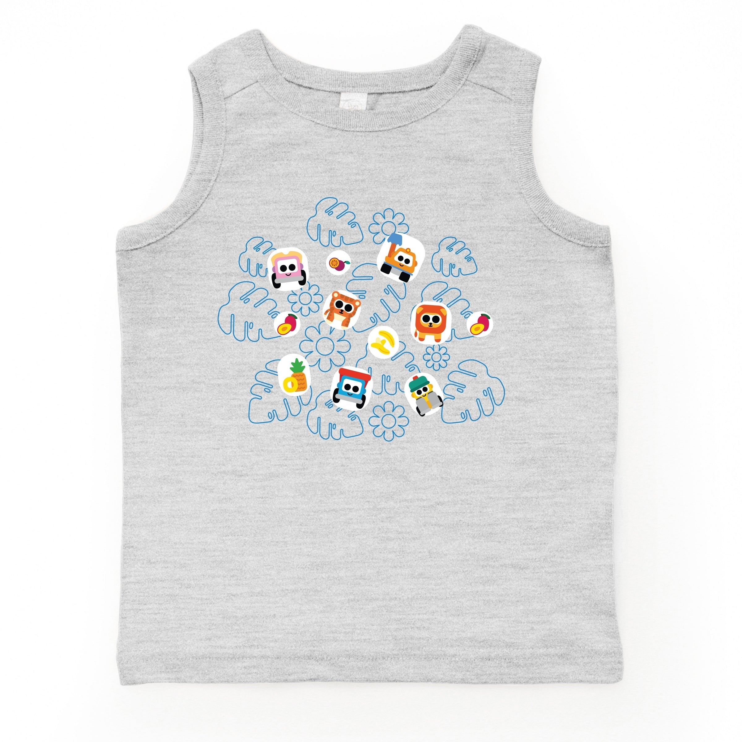 Leo the Truck Palm Leaves and Floral Outline - Toddler Graphic Tank