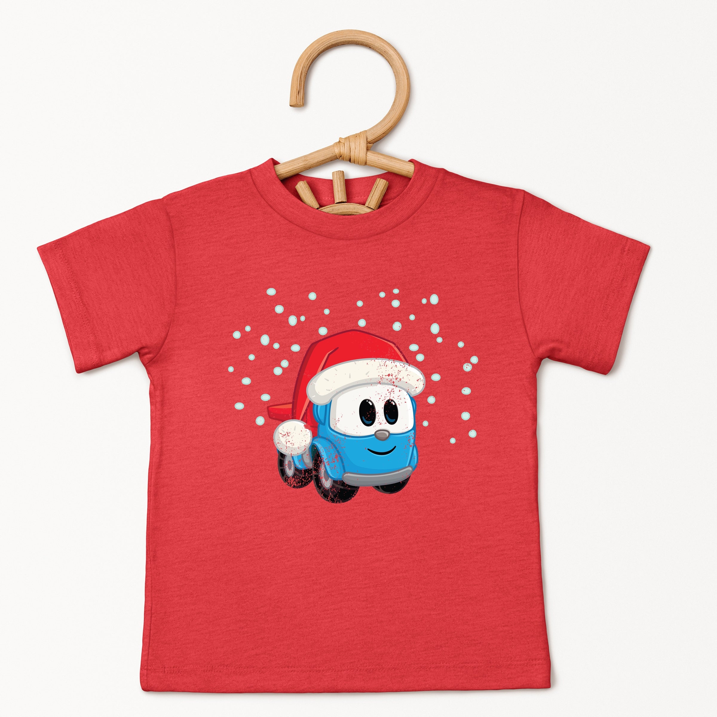 Leo the Truck Santa Hat Snow - Toddler Short Sleeve Graphic T-Shirt