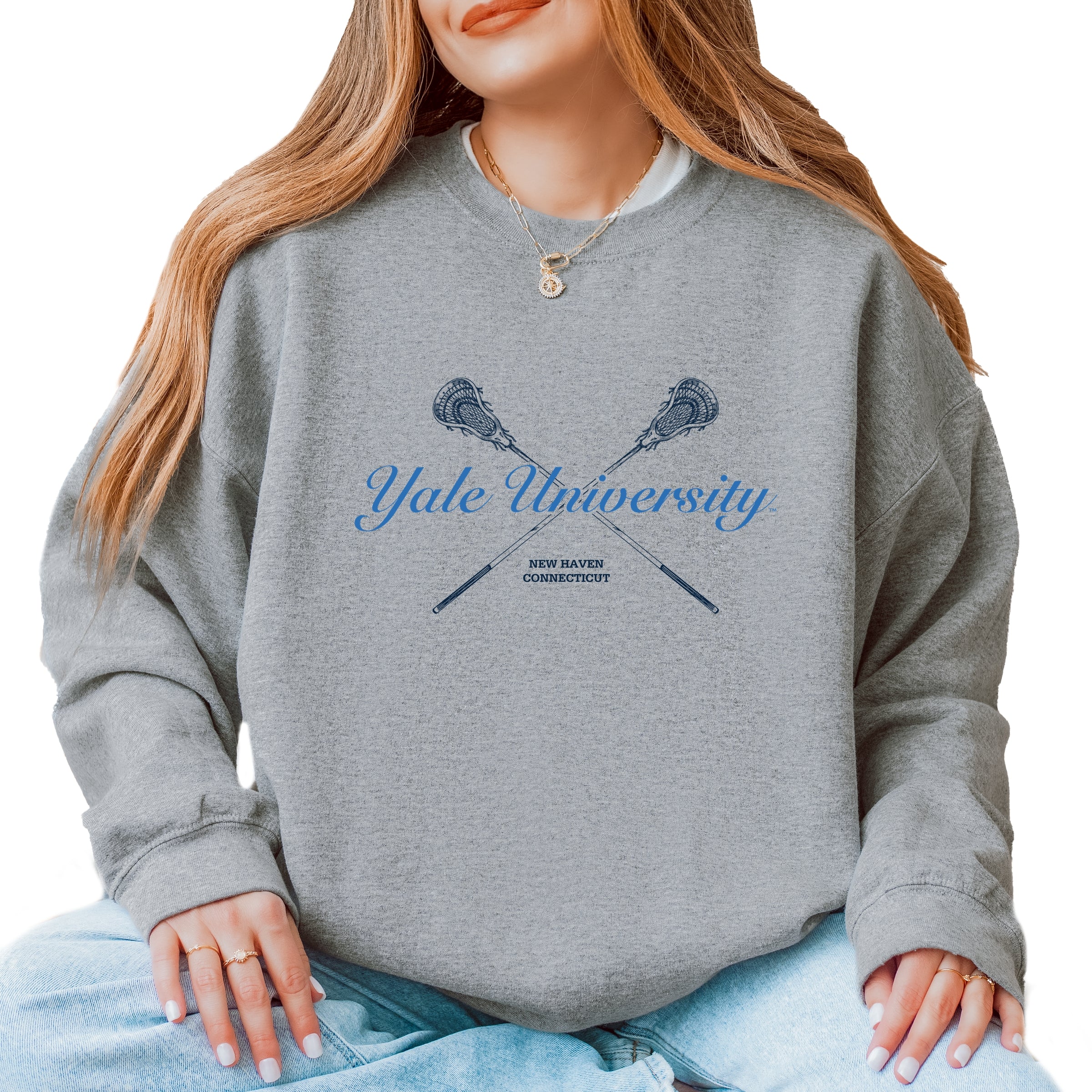 Yale University Lacrosse Sticks - Women's Graphic Sweatshirt