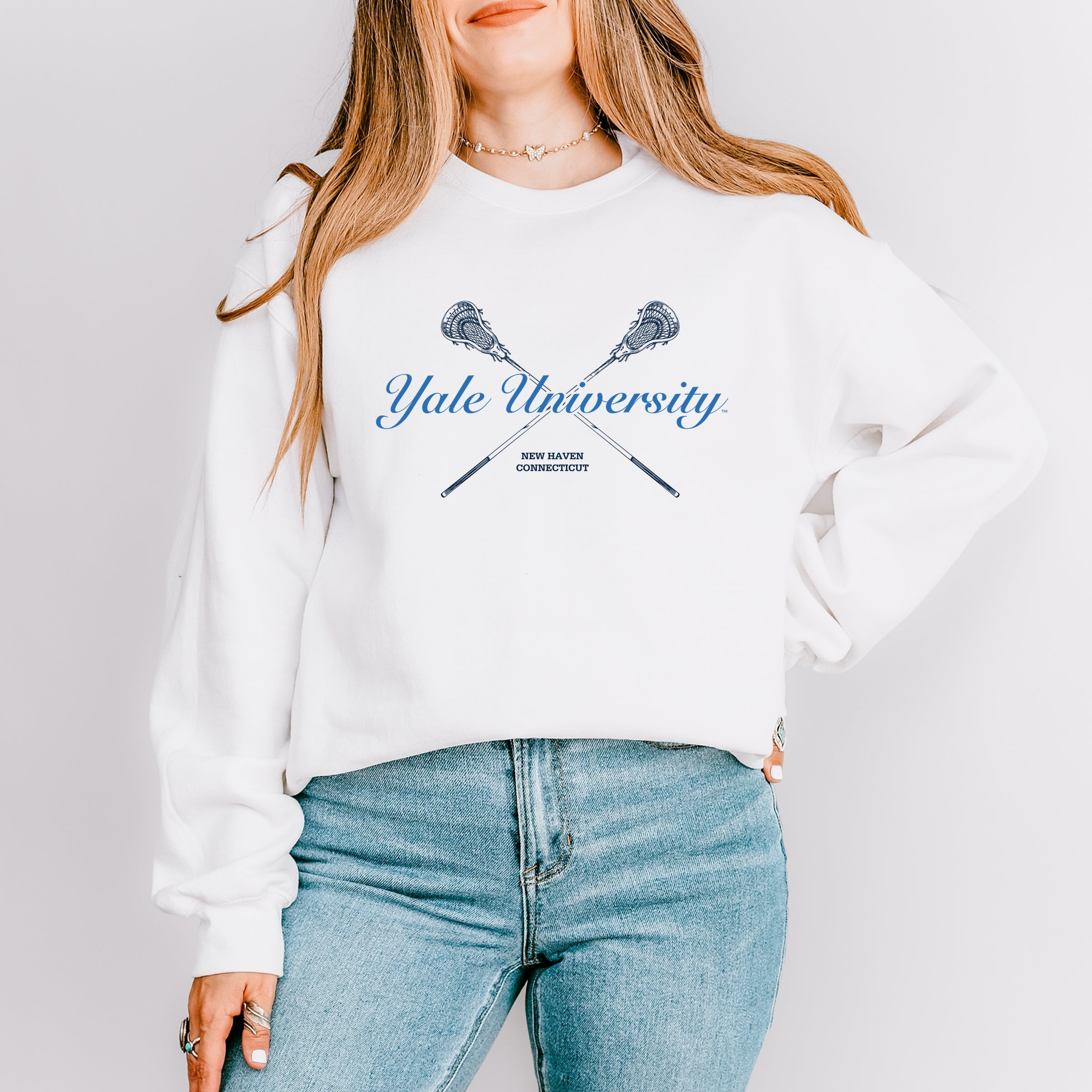 Yale University Lacrosse Sticks - Women's Graphic Sweatshirt