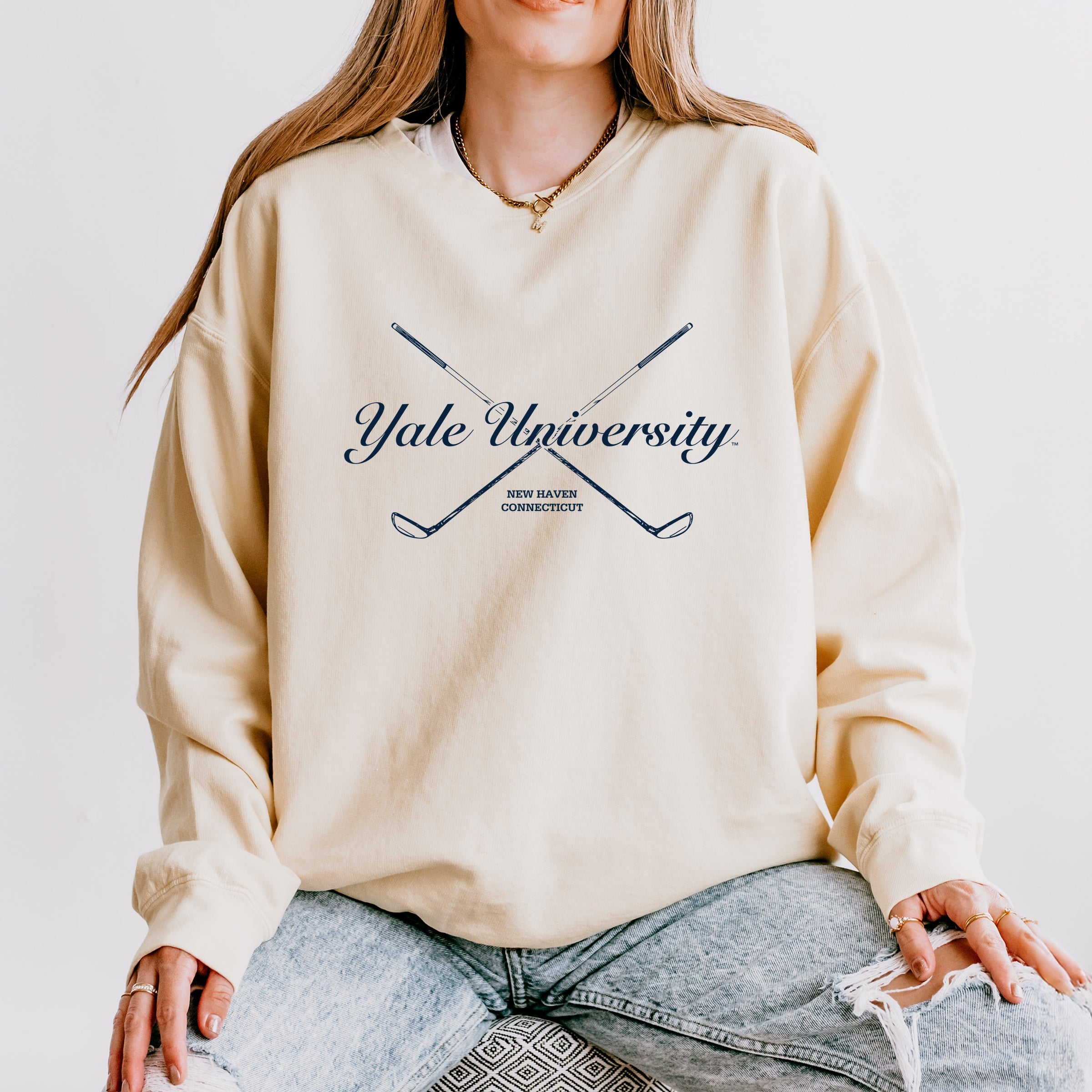 Yale University Golf Clubs - Women's Lightweight Garment Dyed Sweatshirt