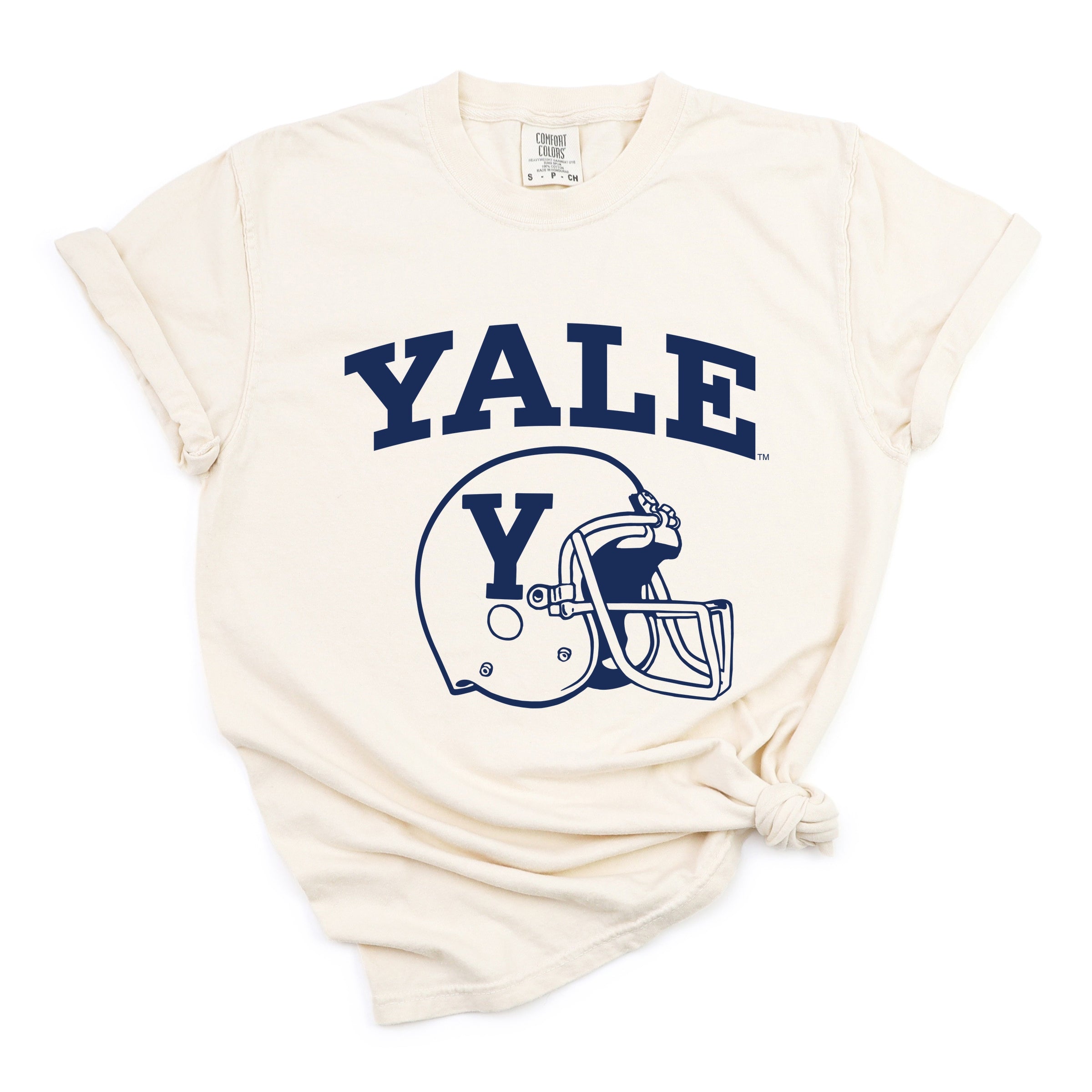 Yale Football Helmet - Women's Garment Dyed Graphic T-Shirt