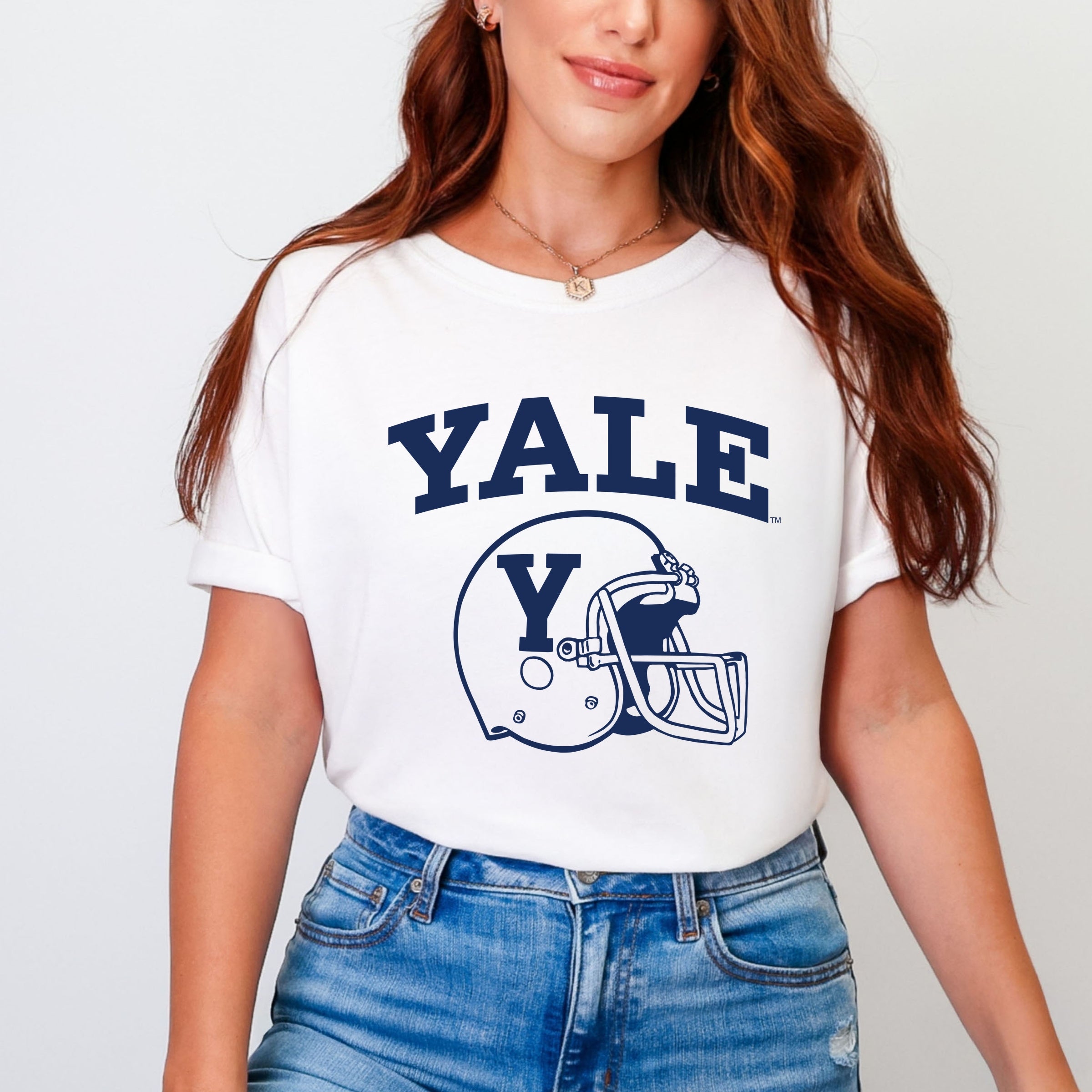 Yale Football Helmet - Women's Garment Dyed Graphic T-Shirt