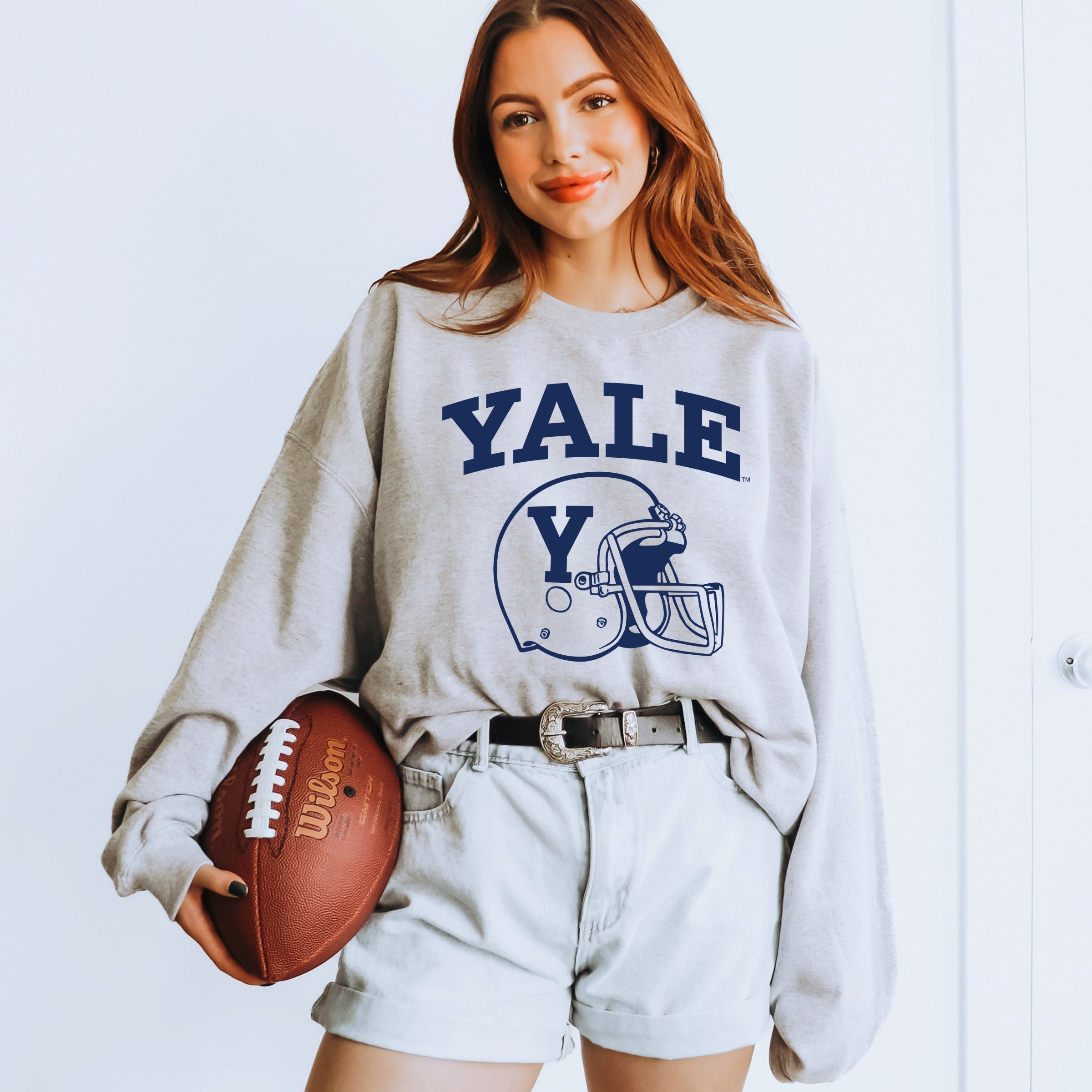 Yale Football Helmet - Women's Graphic Sweatshirt