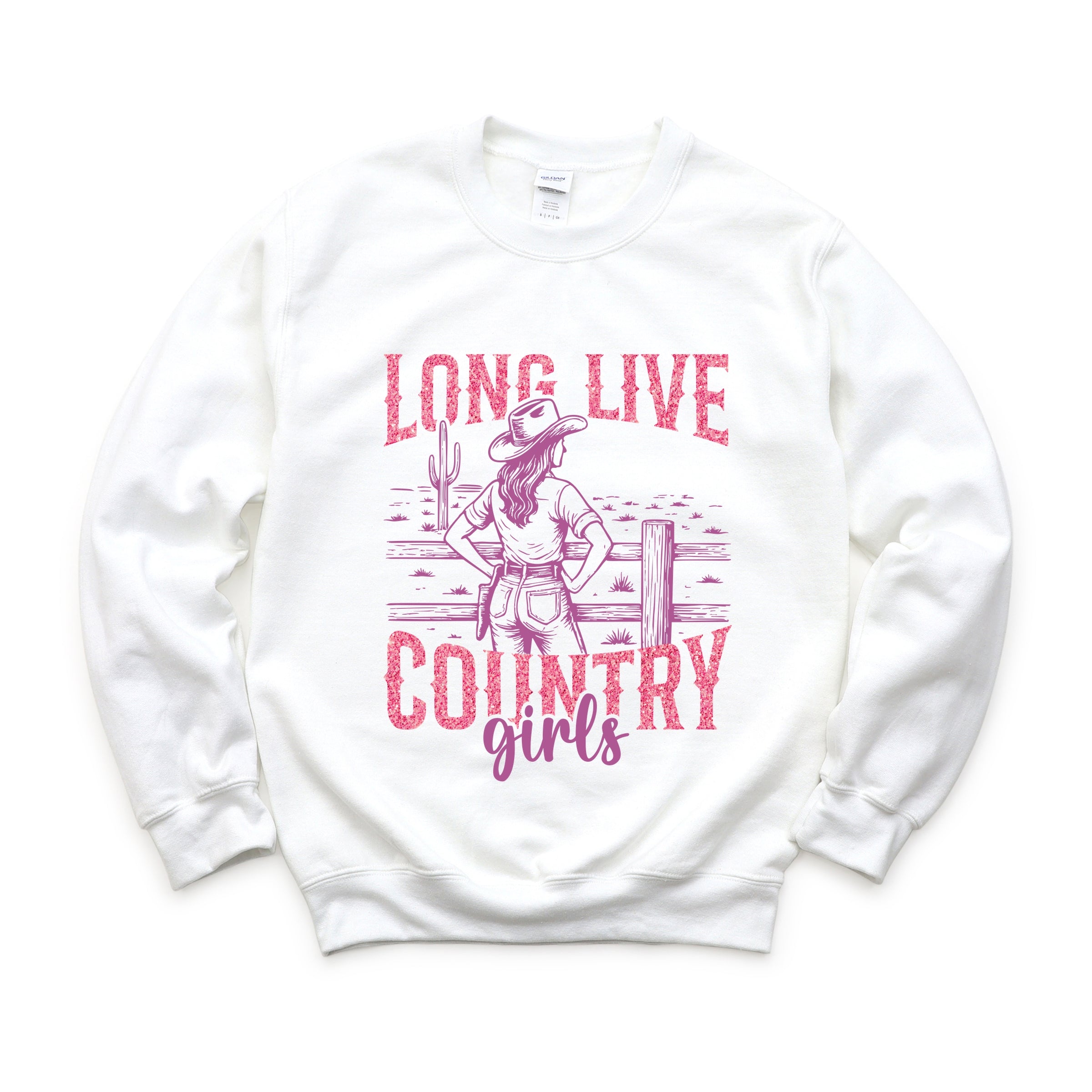 Long Live Country Girls Glitter - Womens Graphic Sweatshirt