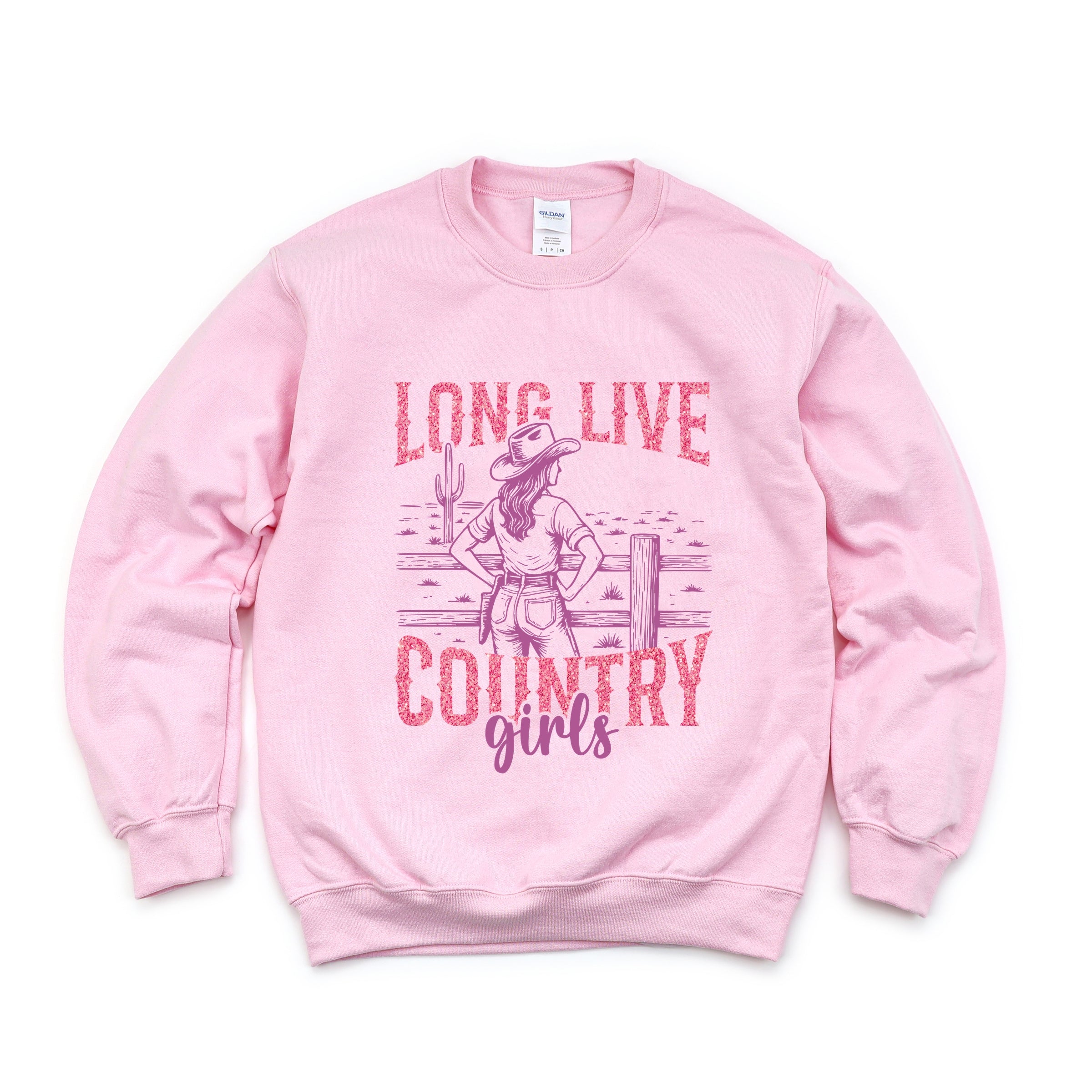 Long Live Country Girls Glitter - Womens Graphic Sweatshirt
