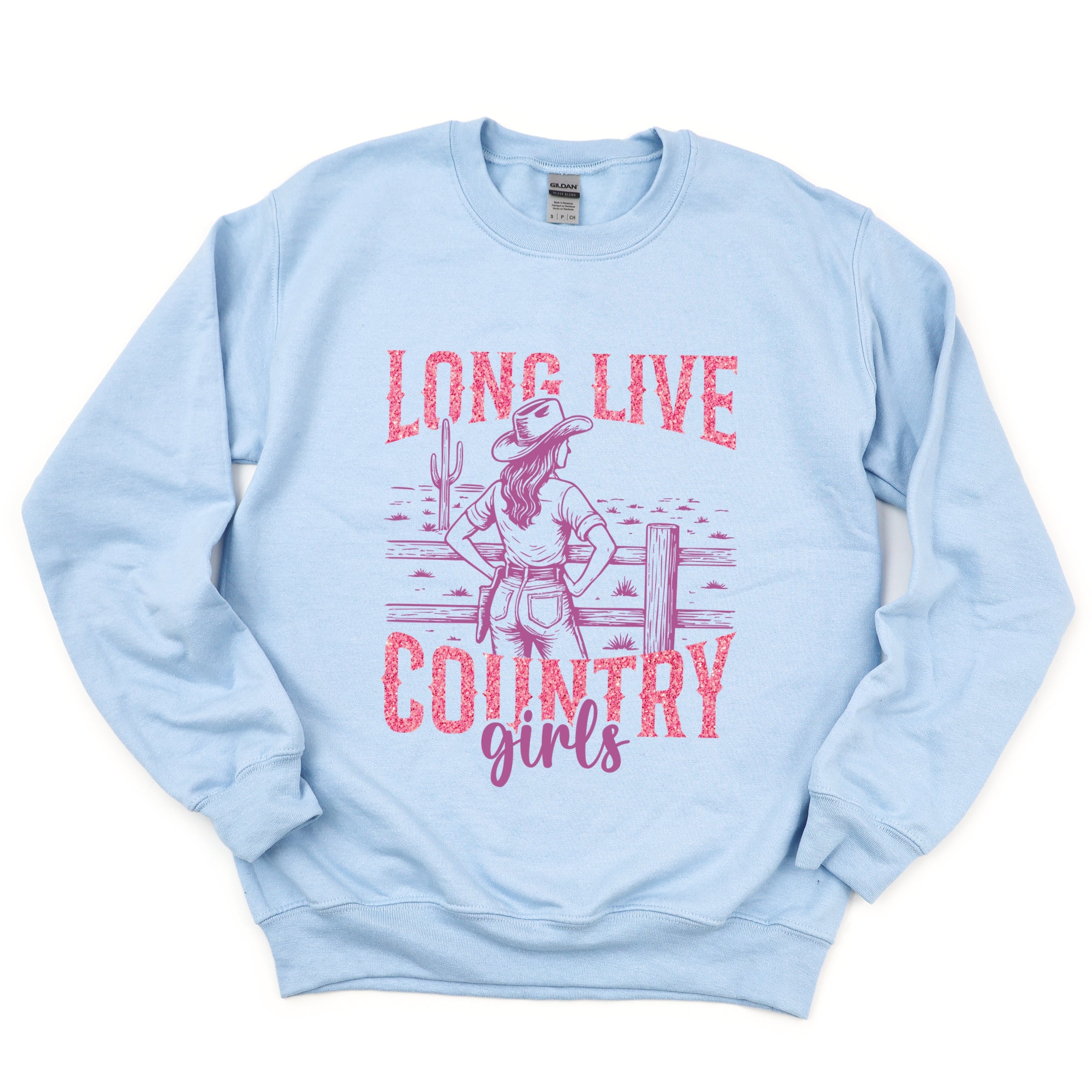 Long Live Country Girls Glitter - Womens Graphic Sweatshirt