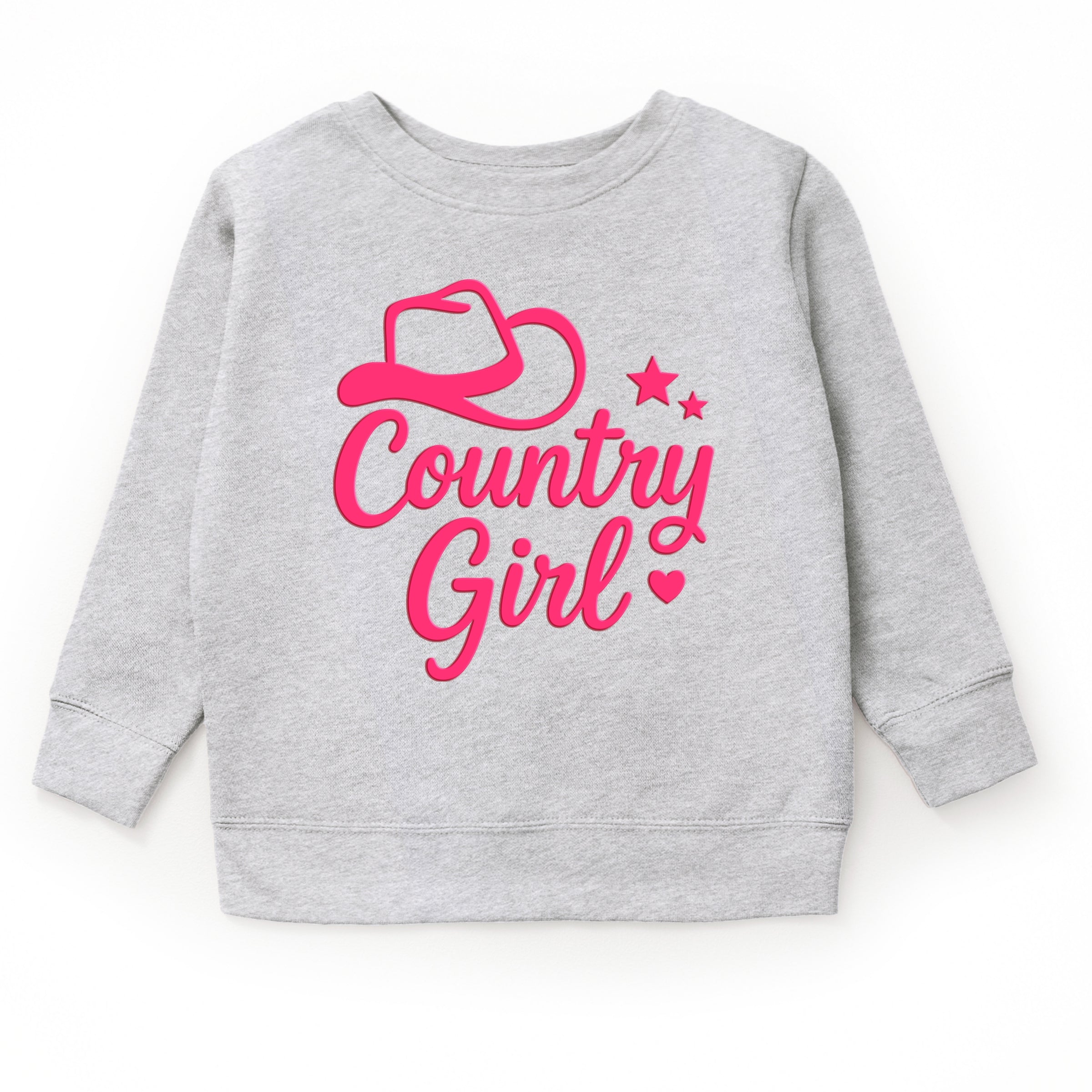 Country Girl Hat Puff Print - Youth Graphic Sweatshirt