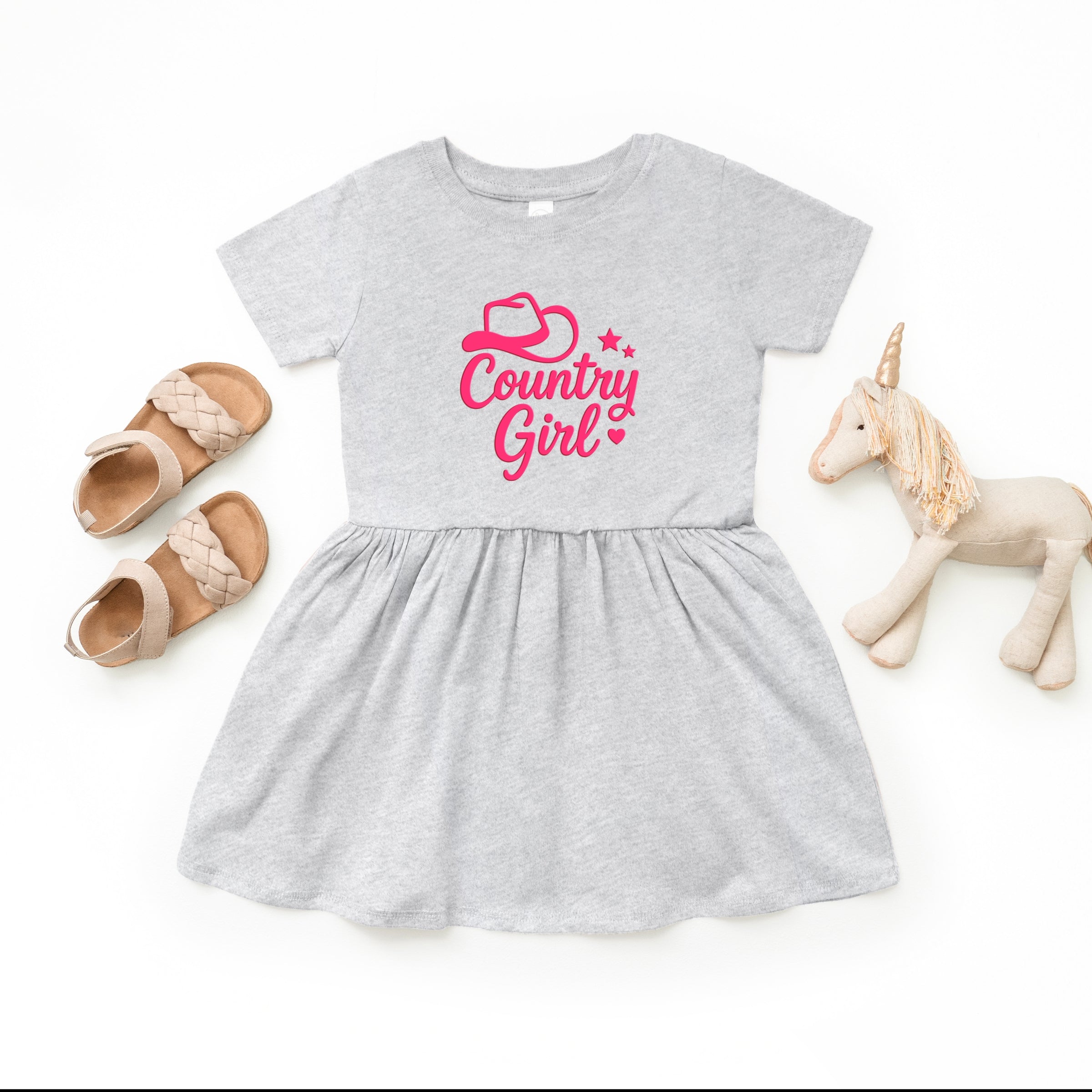 Country Girl Hat Puff Print - Toddler Graphic Dress