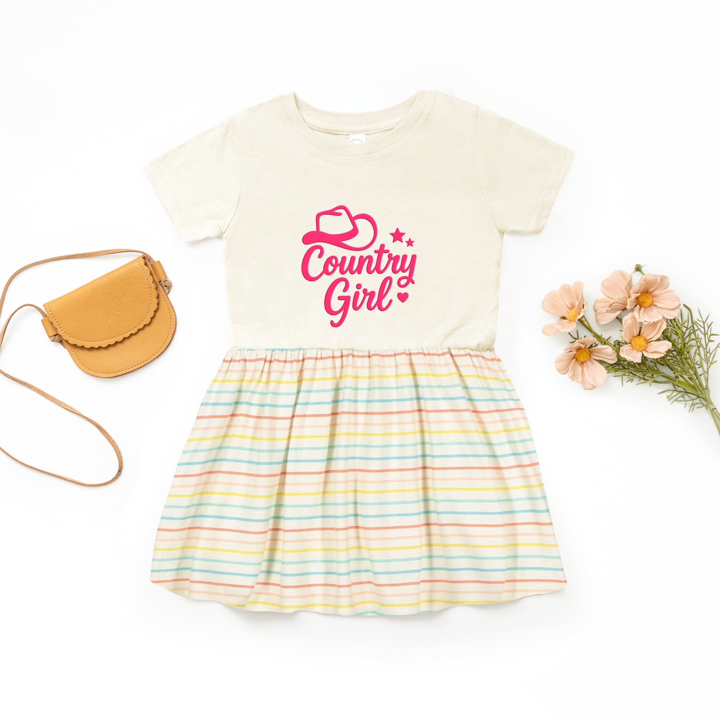 Country Girl Hat Puff Print - Toddler Graphic Dress