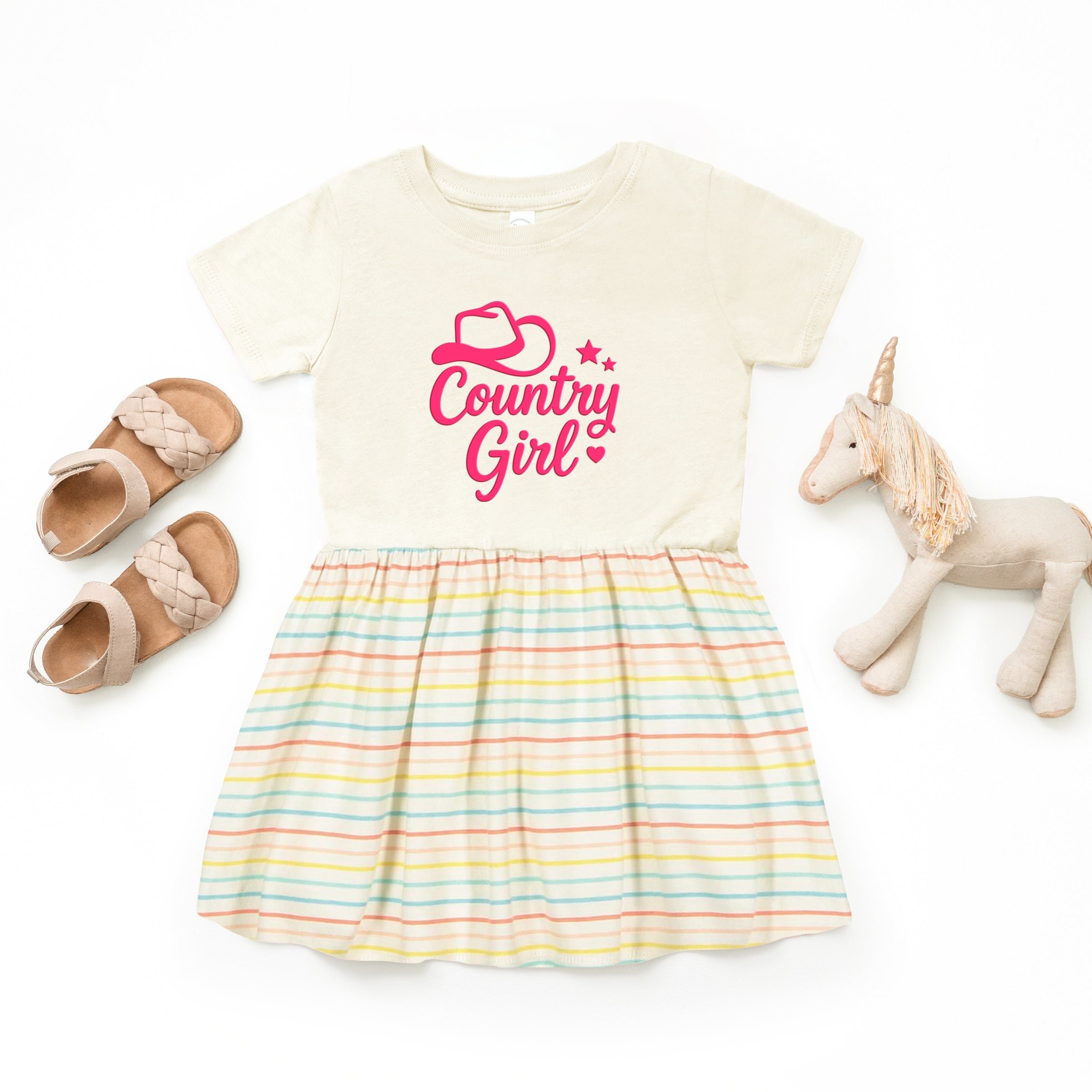 Country Girl Hat Puff Print - Toddler Graphic Dress