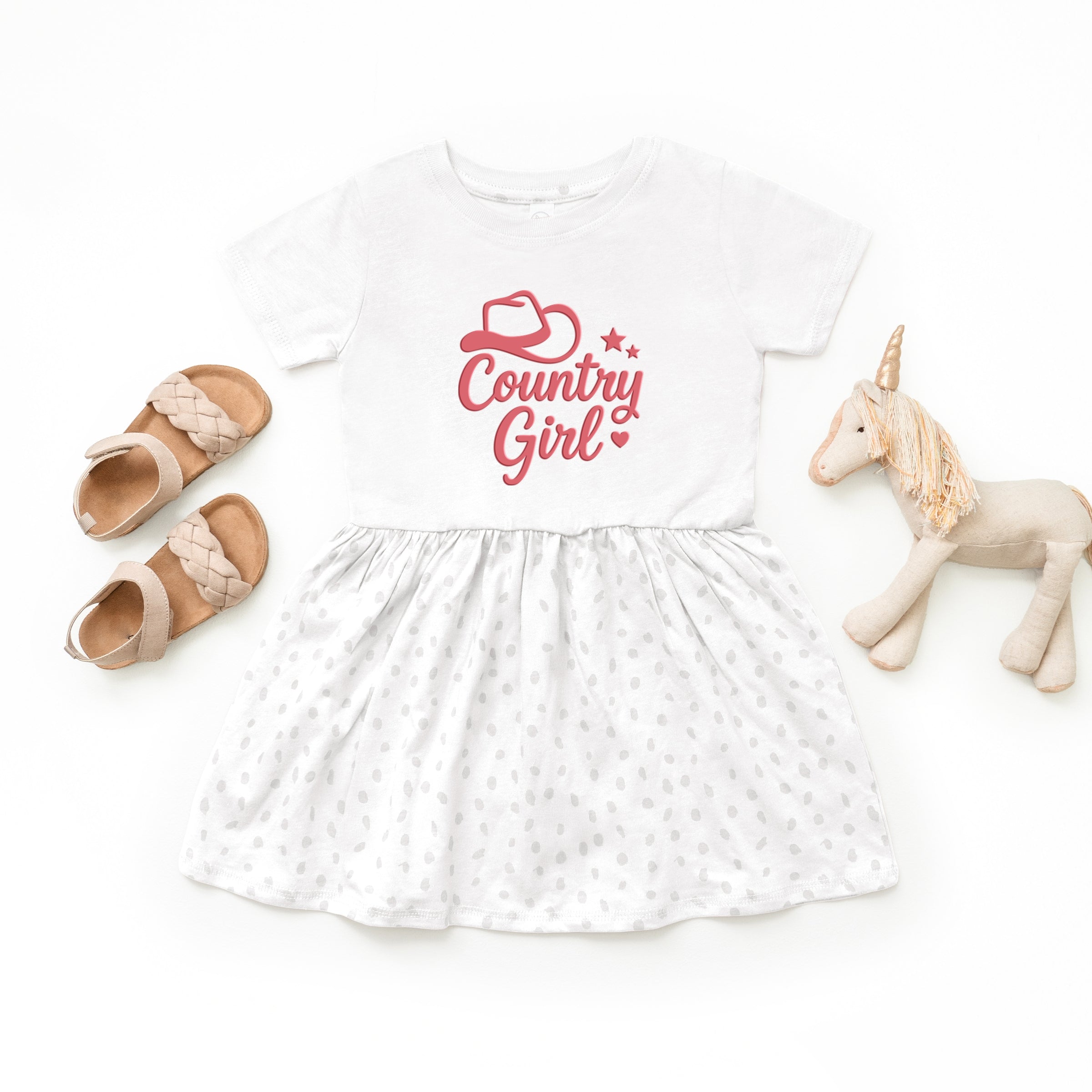 Country Girl Hat Puff Print - Toddler Graphic Dress