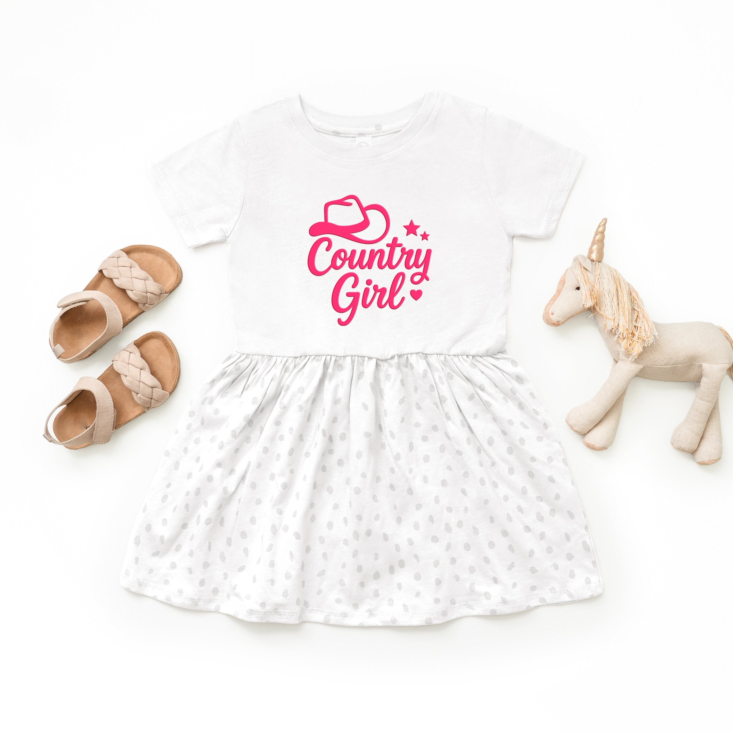 Country Girl Hat Puff Print - Toddler Graphic Dress