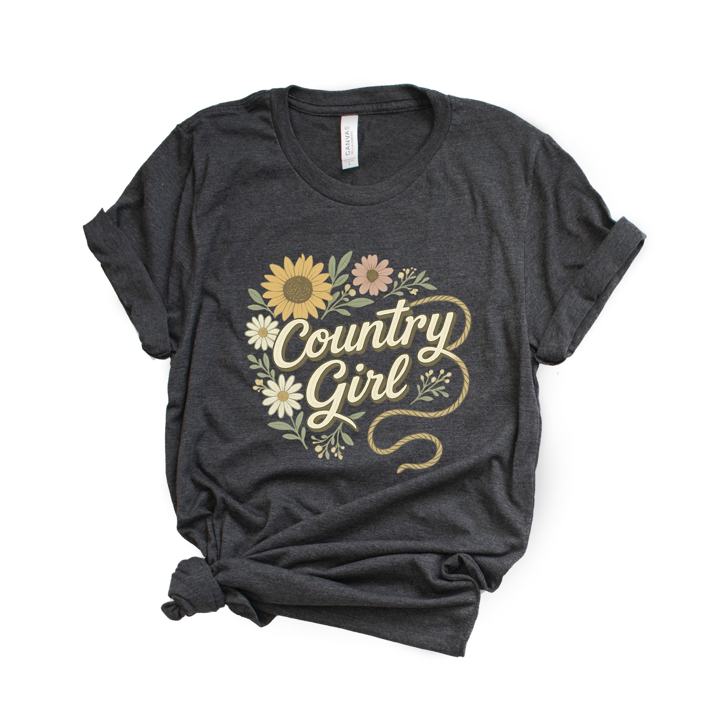 Country Girl Rope Watercolor - Womens Short Sleeve Graphic T-Shirt