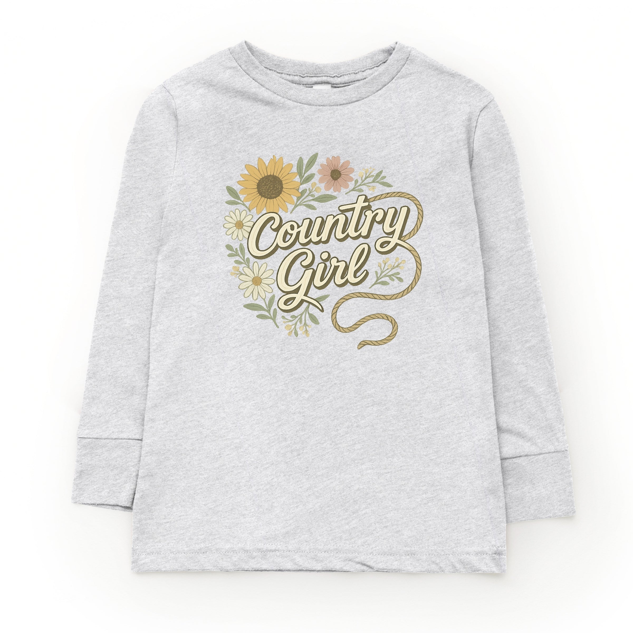 Country Girl Rope Watercolor - Youth Long Sleeve Graphic T-Shirt