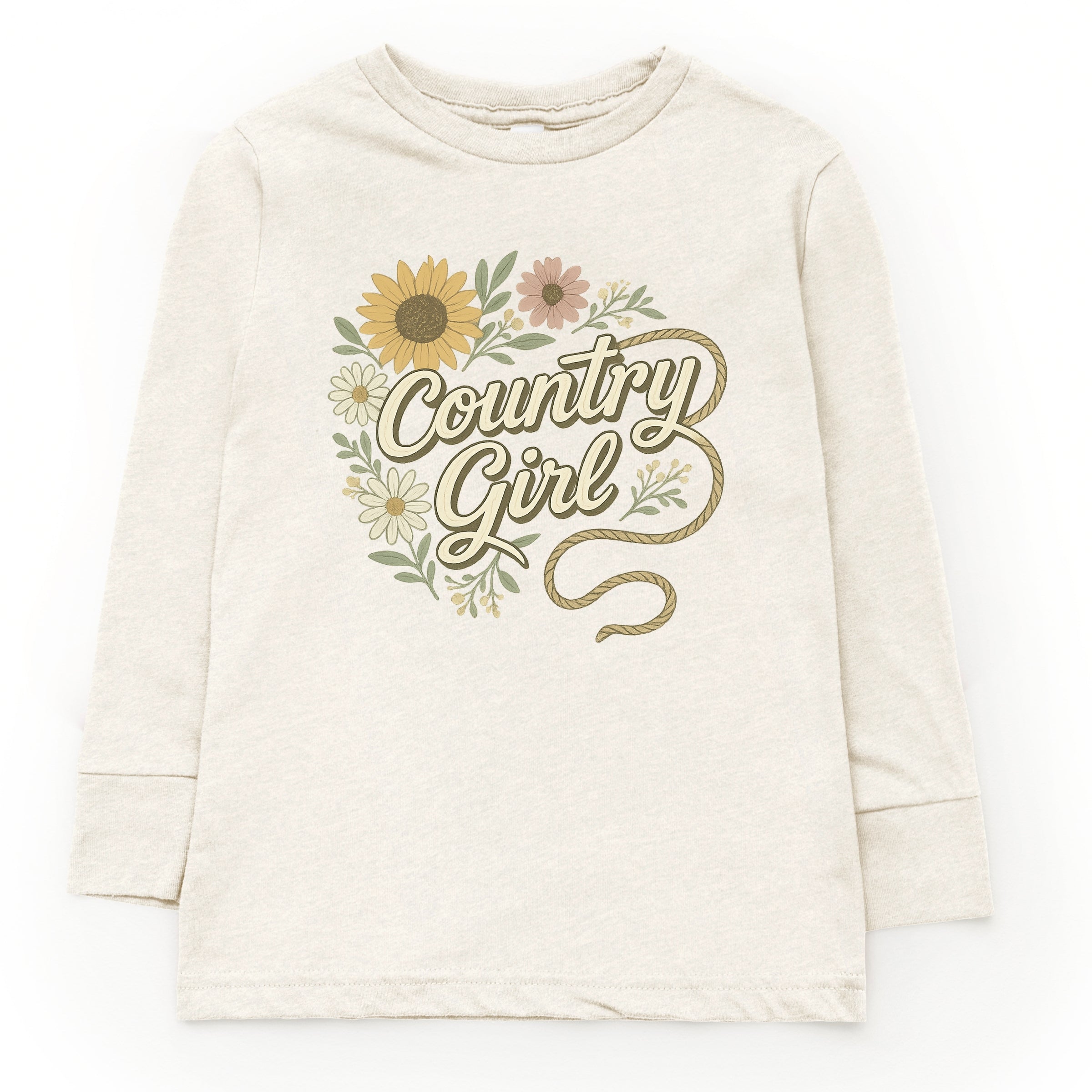 Country Girl Rope Watercolor - Youth Long Sleeve Graphic T-Shirt