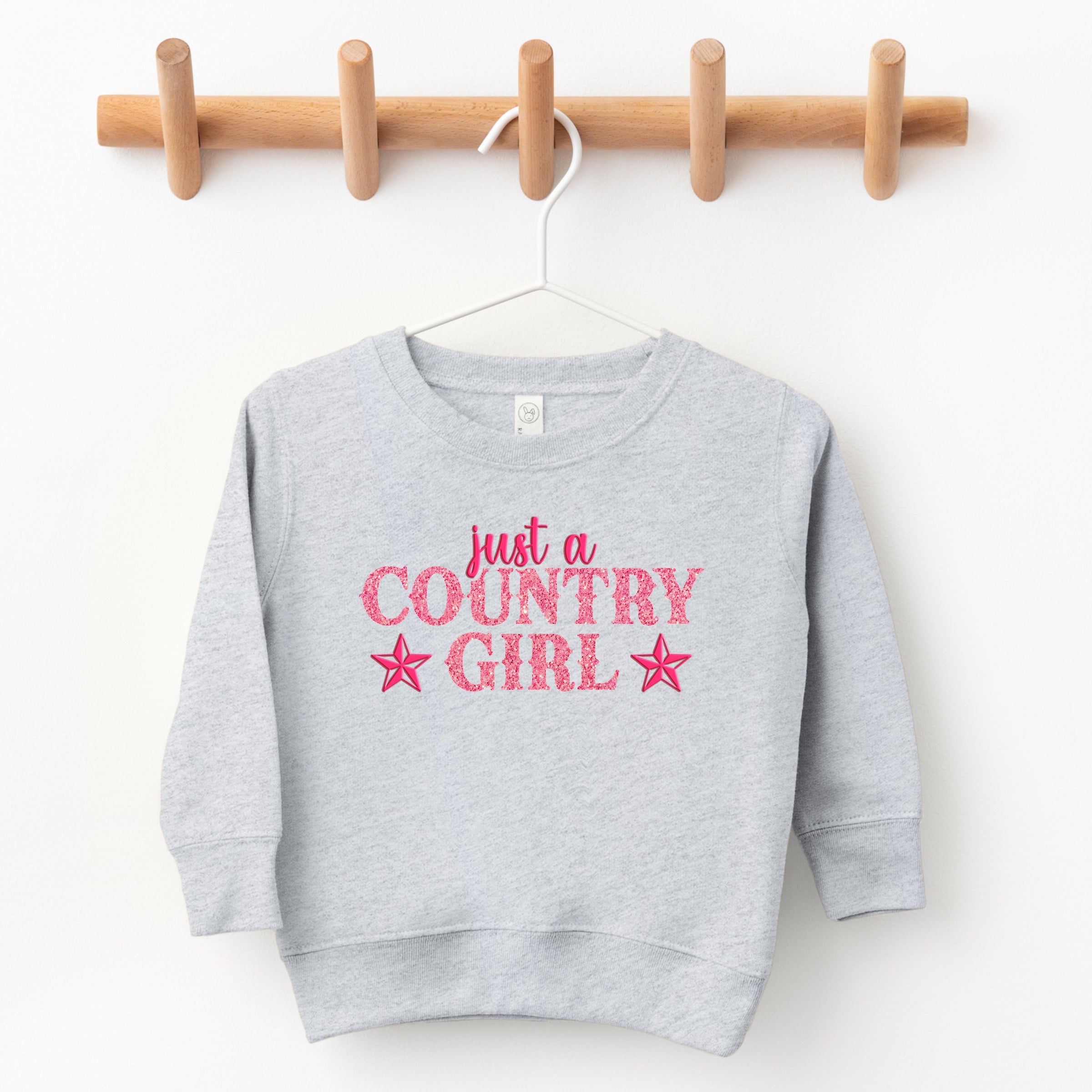 Just A Country Girl Stars Glitter/Puff Print - Toddler Graphic Sweatshirt