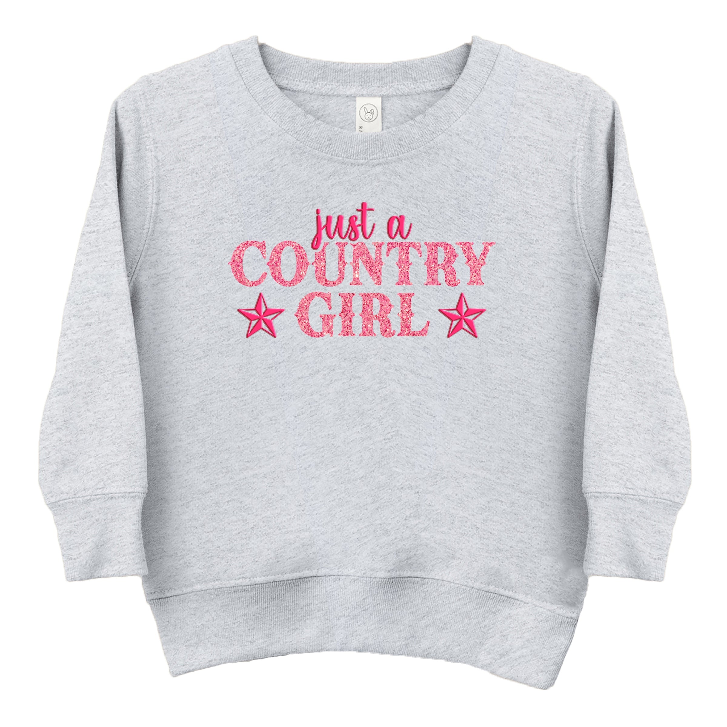Just A Country Girl Stars Glitter/Puff Print - Toddler Graphic Sweatshirt
